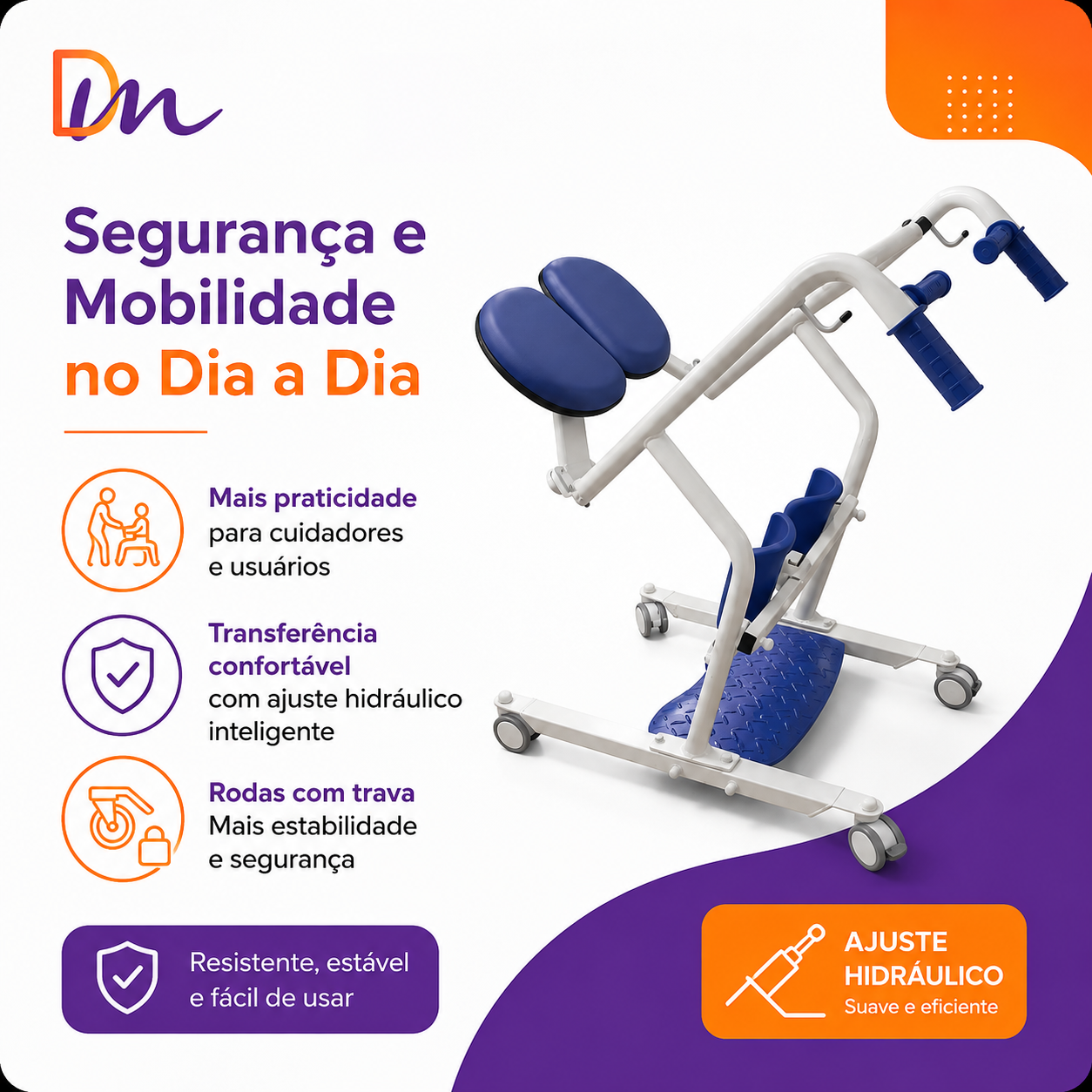 Cadeira de transferência em alumínio Senior Care – Supermedy
