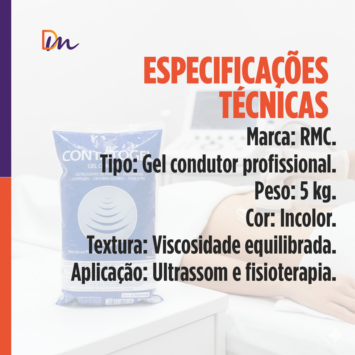 Gel Condutor Incolor Ultrassom Contatogel BAG 5kg - RMC