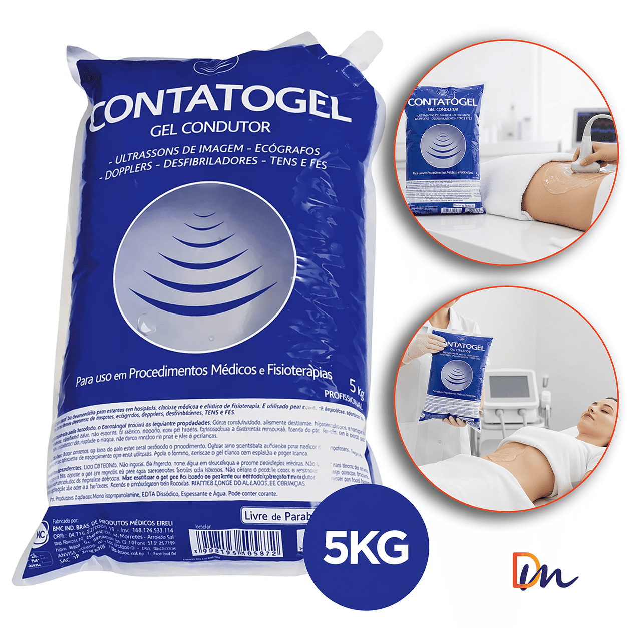 Gel Condutor Incolor Ultrassom Contatogel BAG 5kg - RMC