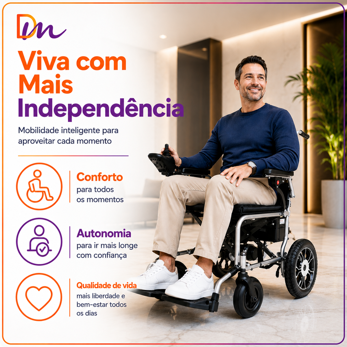 Cadeira De Rodas Motorizada Super Leve Até 120kg D750 Light – Dellamed