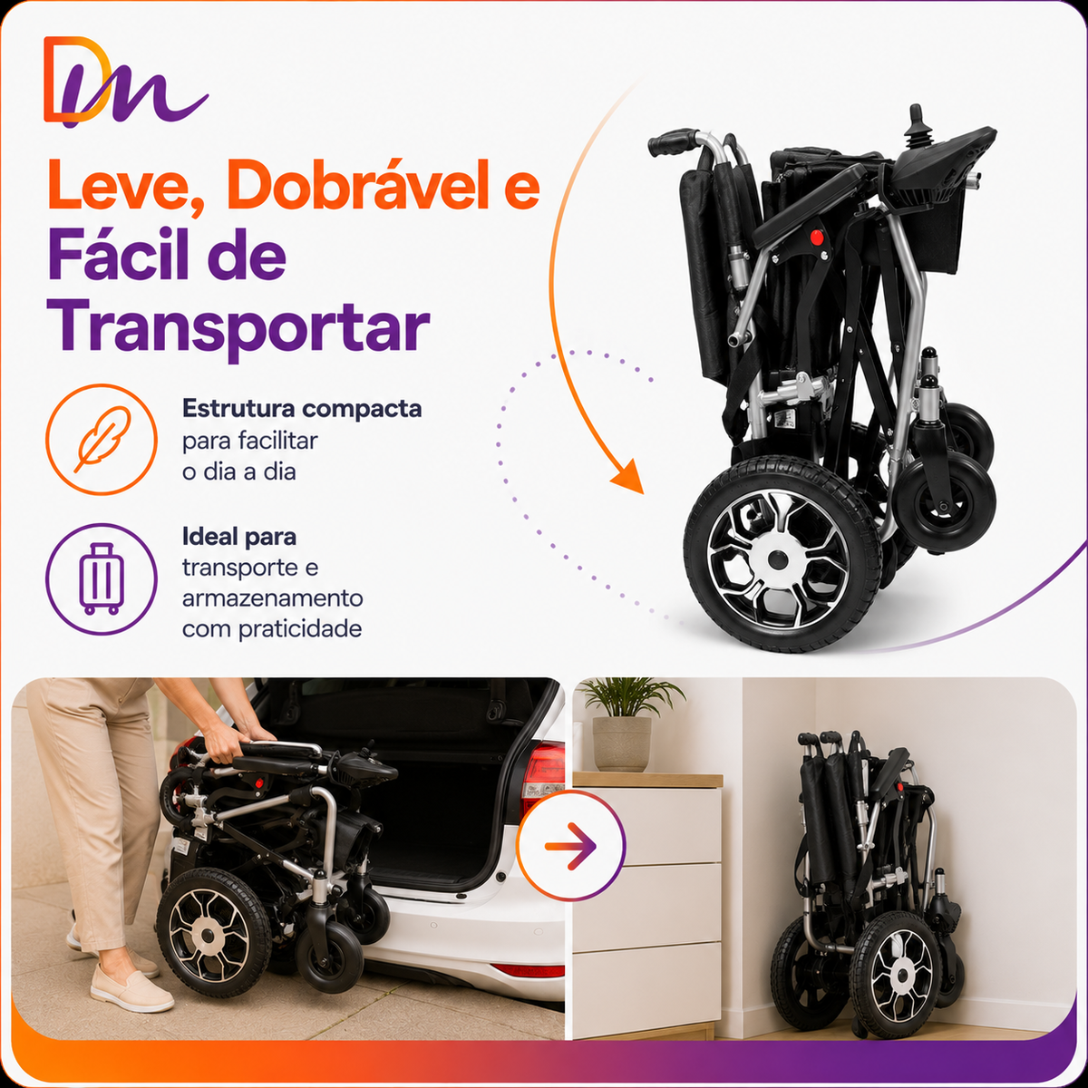 Cadeira De Rodas Motorizada Super Leve Até 120kg D750 Light – Dellamed