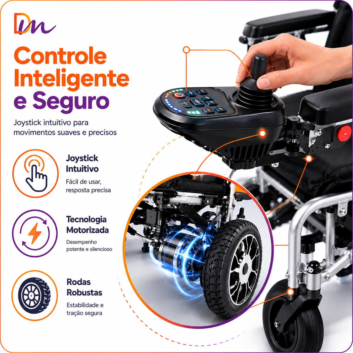 Cadeira De Rodas Motorizada Super Leve Até 120kg D750 Light – Dellamed