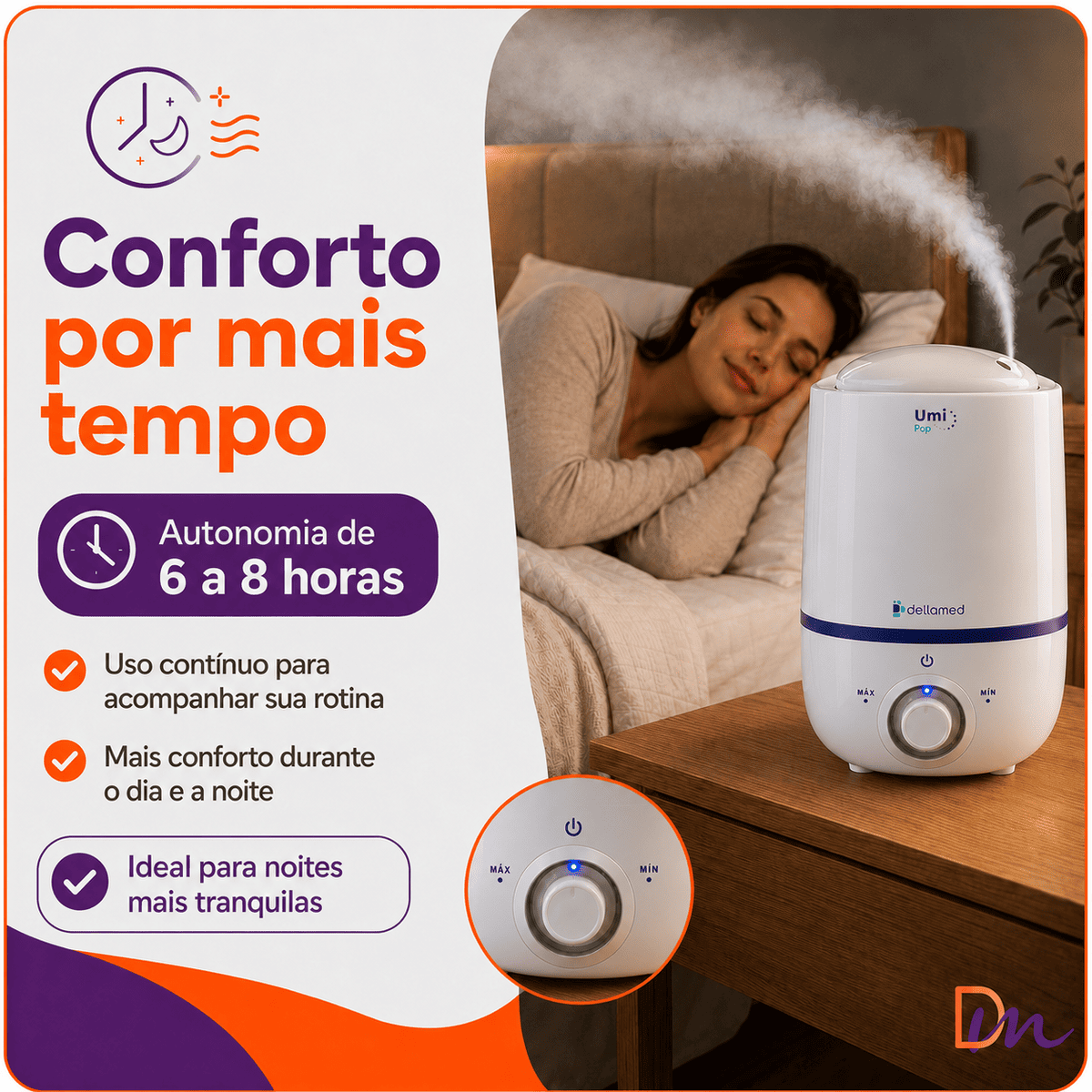 Umidificador De Ar Ultrassônico Umi Pop Health 2,3L - Dellamed