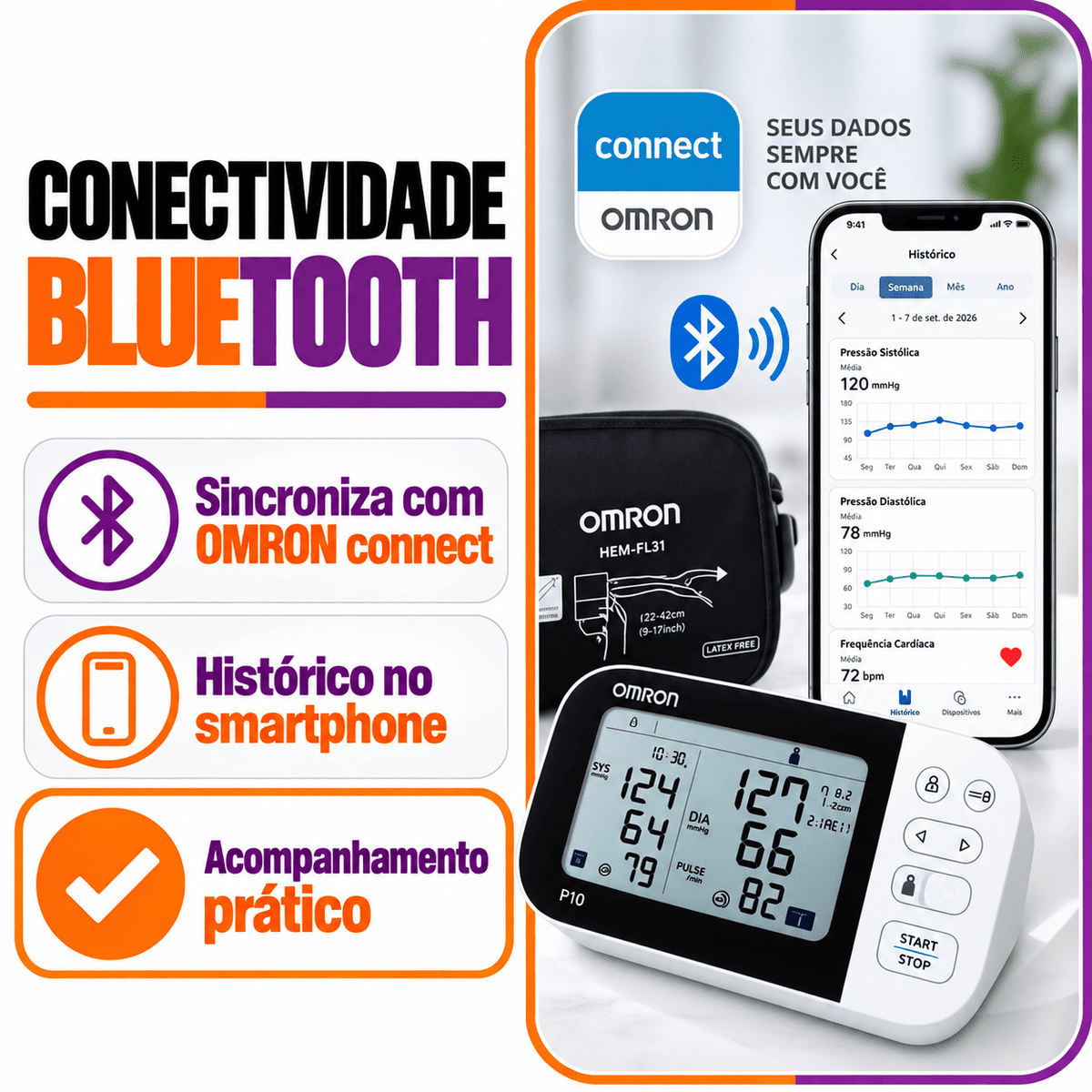 Monitor de Pressão Arterial de Braço - OMRON