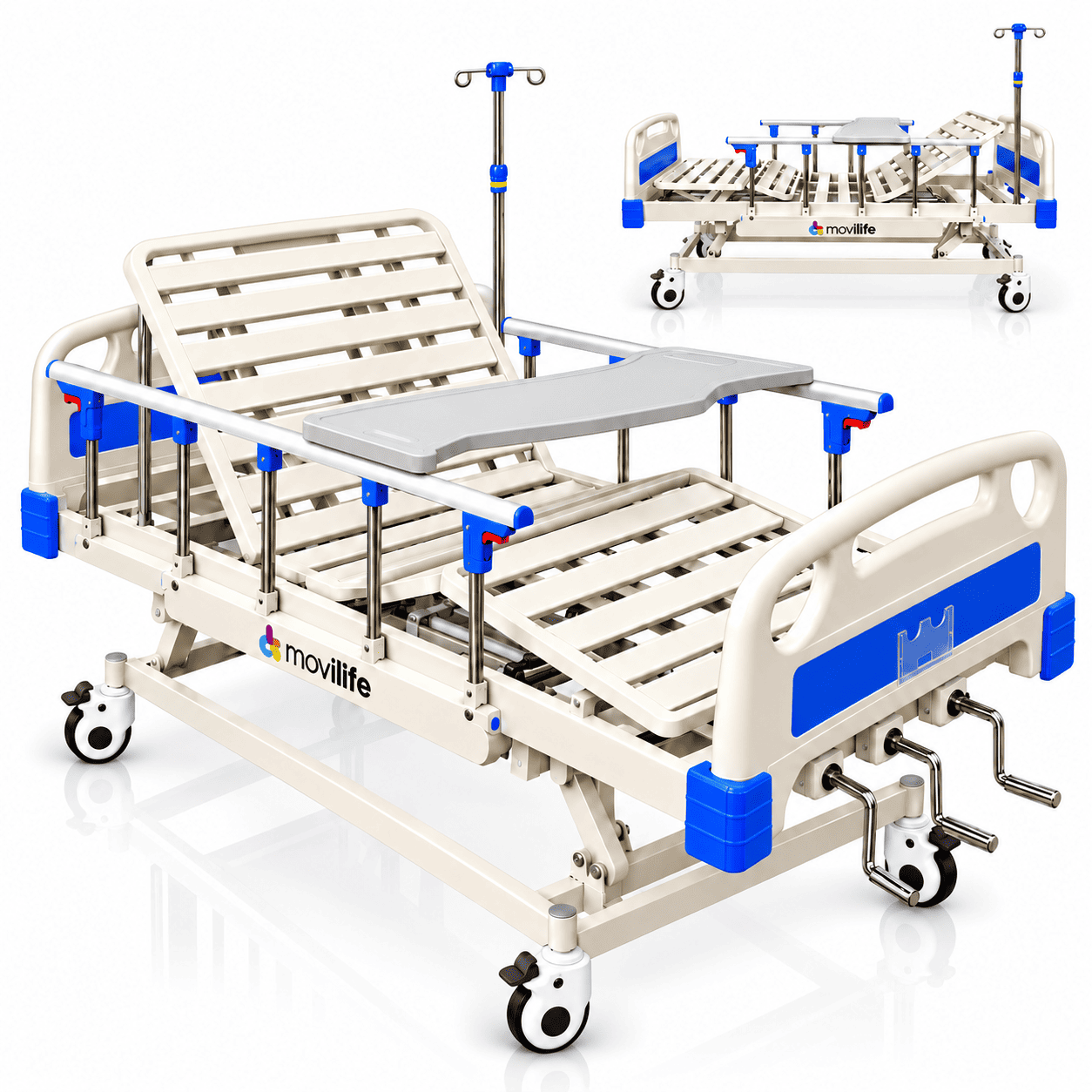 Cama Hospitalar 03 Manivelas MOV3 Até 230 Kg - Movilife