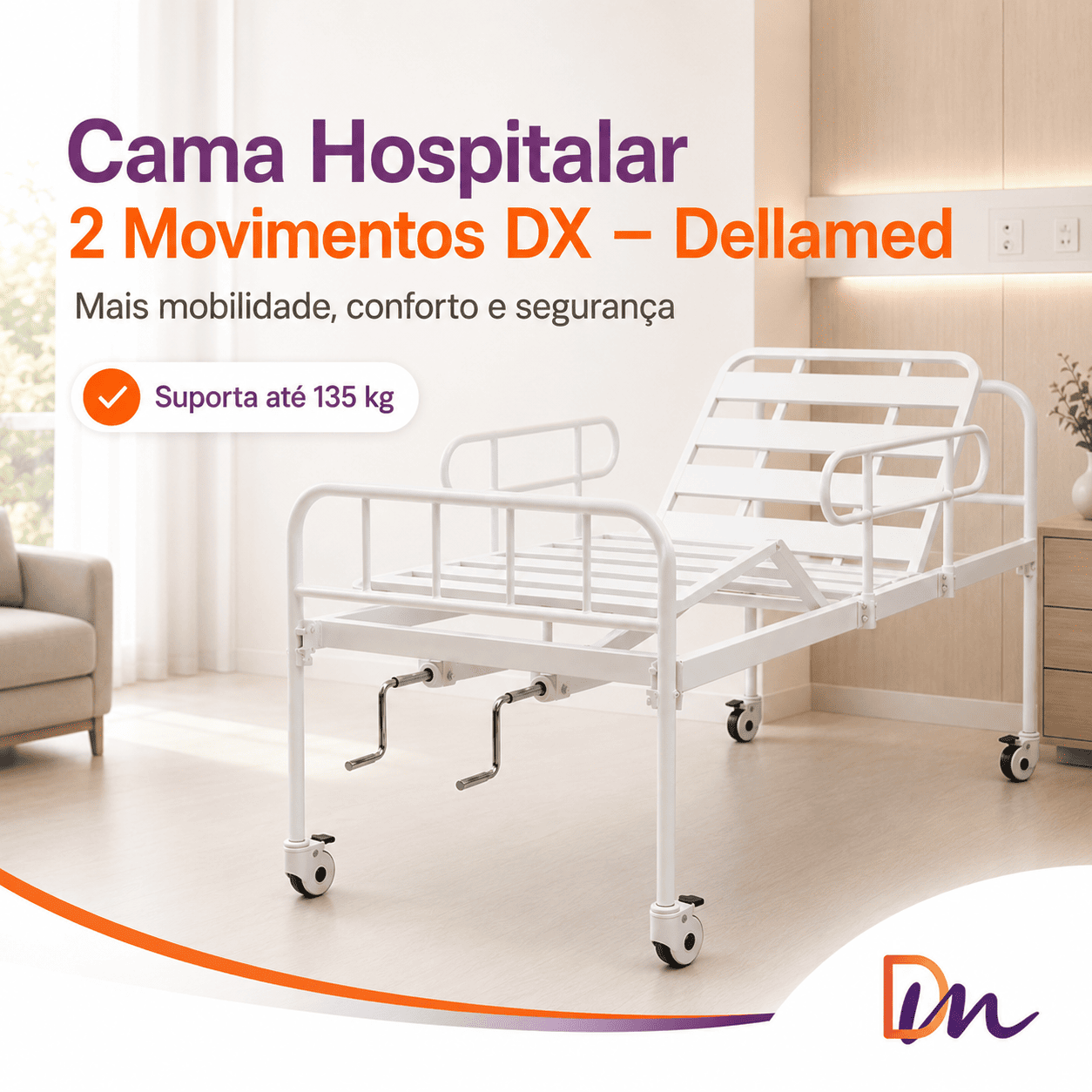 Cama Hospitalar 2 Movimentos DX - Dellamed - Outlet