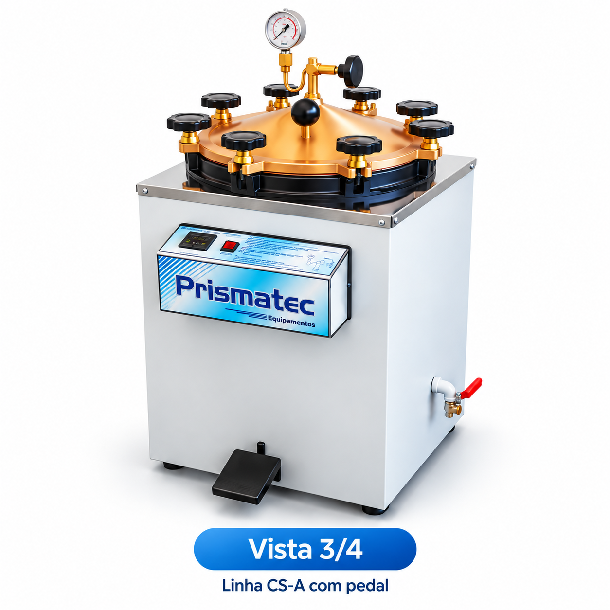 Painel digital Autoclave Prismatec CS-A controle de tempo e temperatura