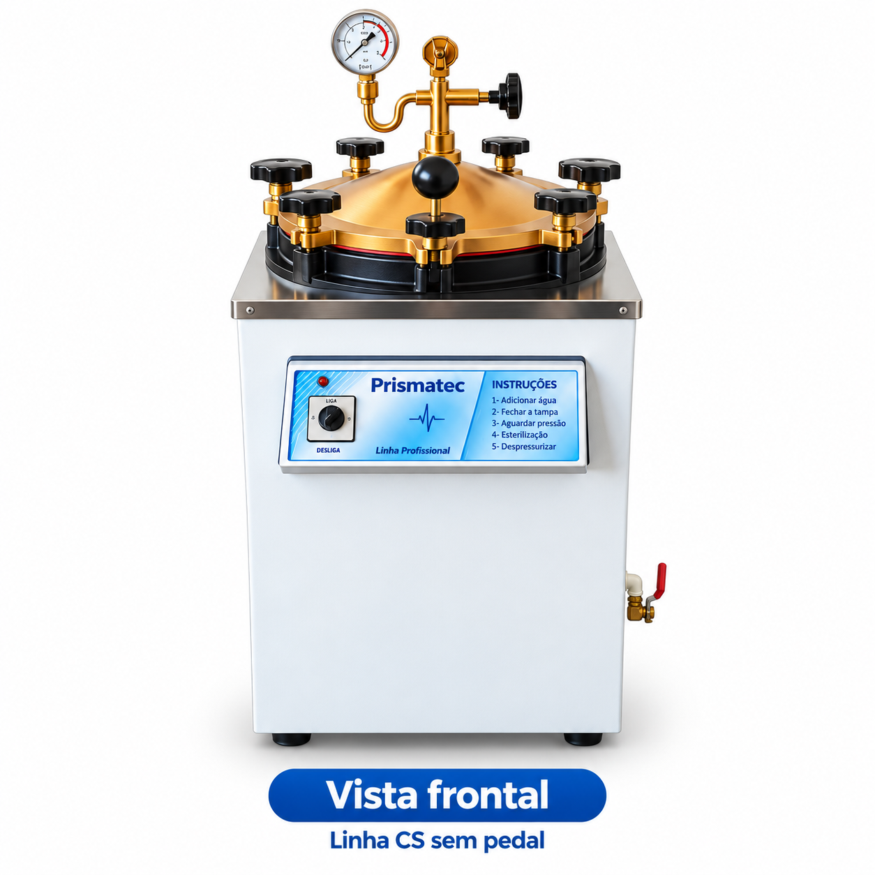 Tampa manômetro válvulas e sistema de fechamento Autoclave Prismatec CS Analógica