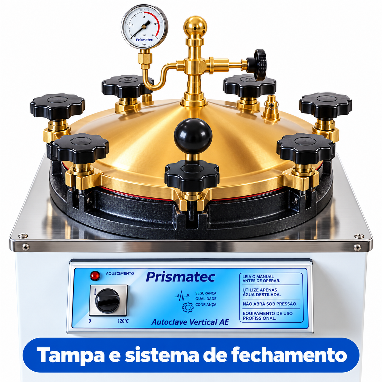 Painel analógico Autoclave Prismatec CS com pedal