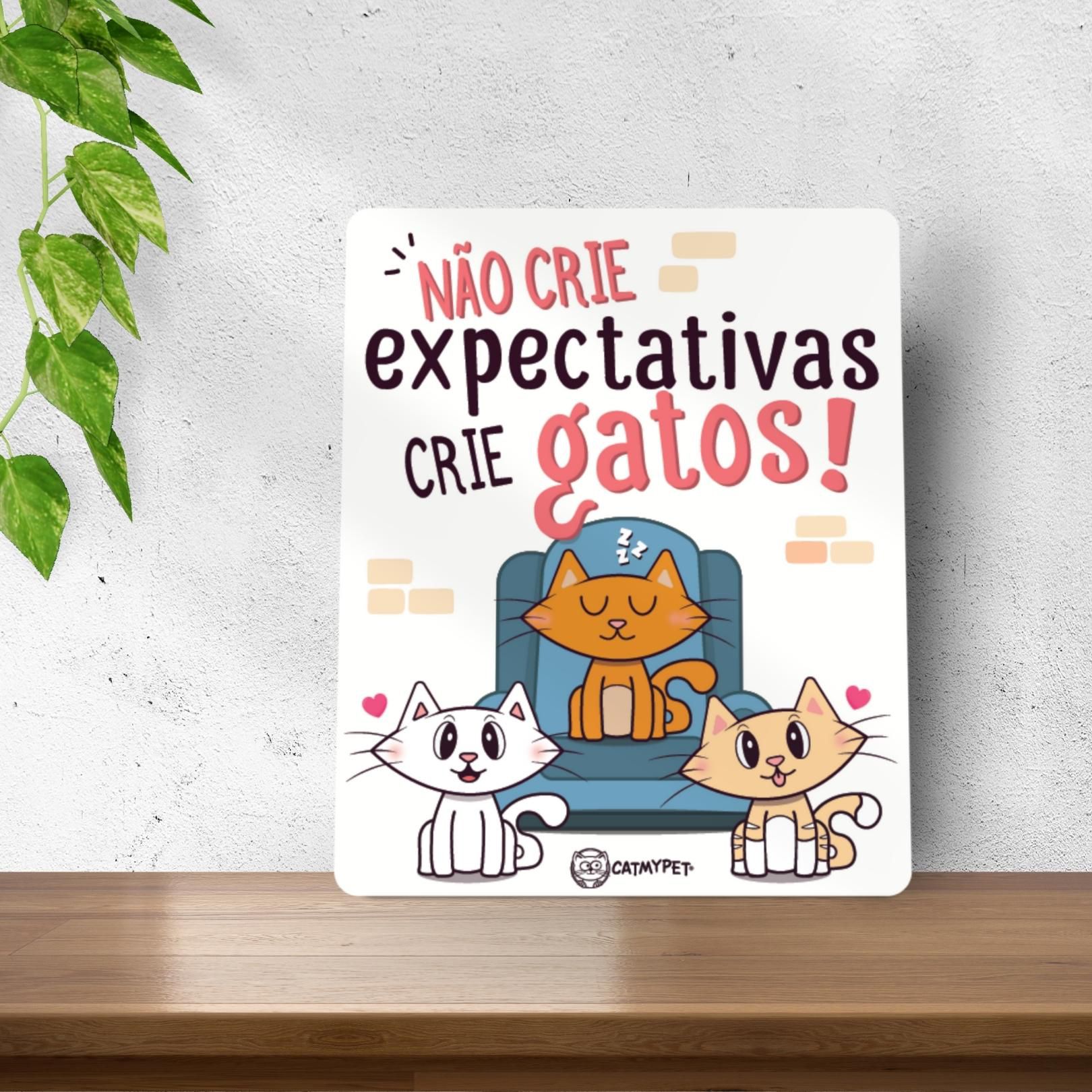 Placa Decorativa - Não crie expectativas, crie gatos!
