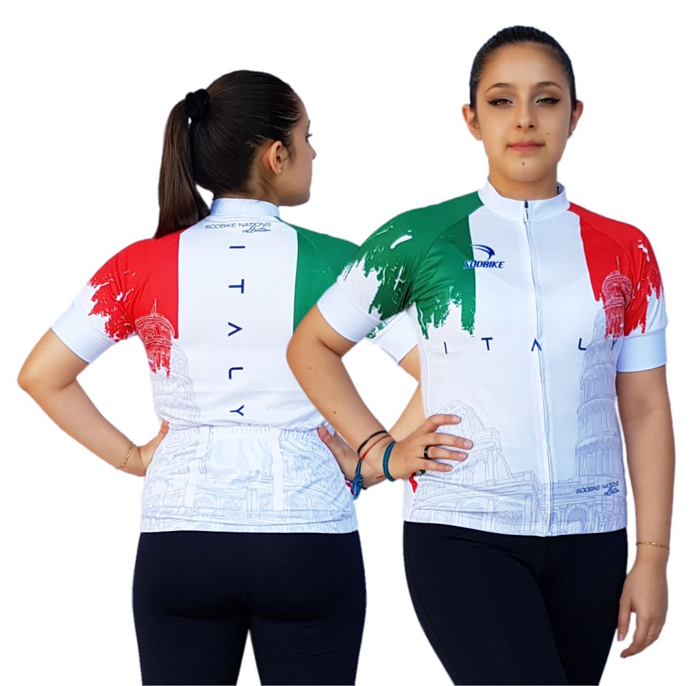 CAMISA CICLISMO FEMININA ITÁLIA SÓDBIKE, PROTEÇÃO SOLAR 20, ZIPER FULL