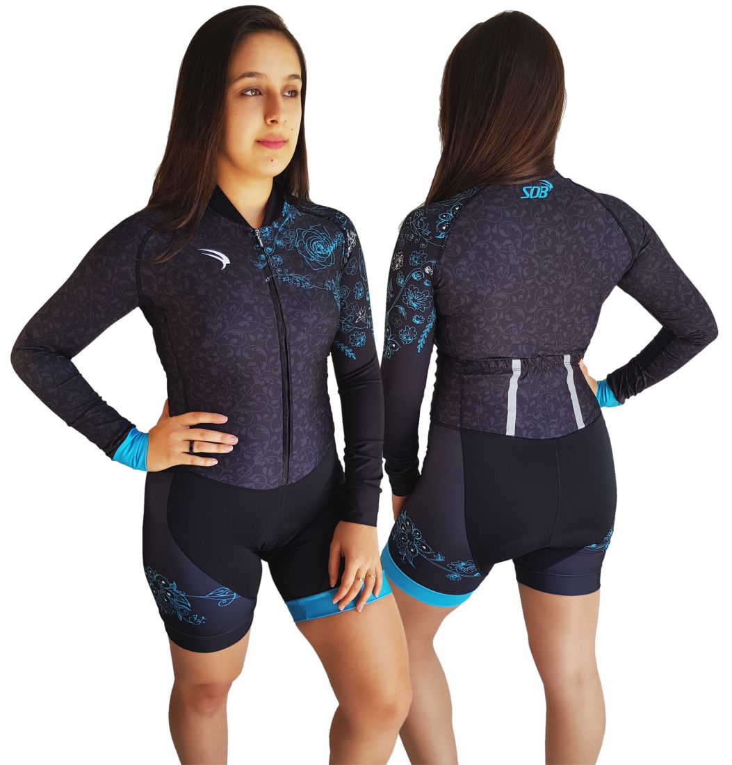 MACAQUINHO CICLISMO FEMININO SÓDBIKE, FORRO GEL E ESPUMA MISTO, MANGA LONGA