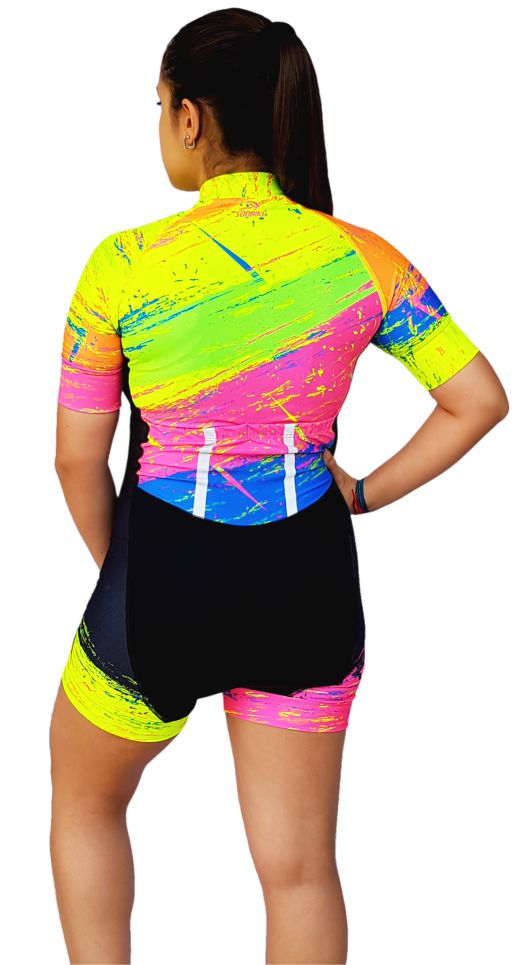 MACAQUINHO CICLISMO FEMININO SÓDBIKE, FORRO GEL E ESPUMA MISTO, FLUOR