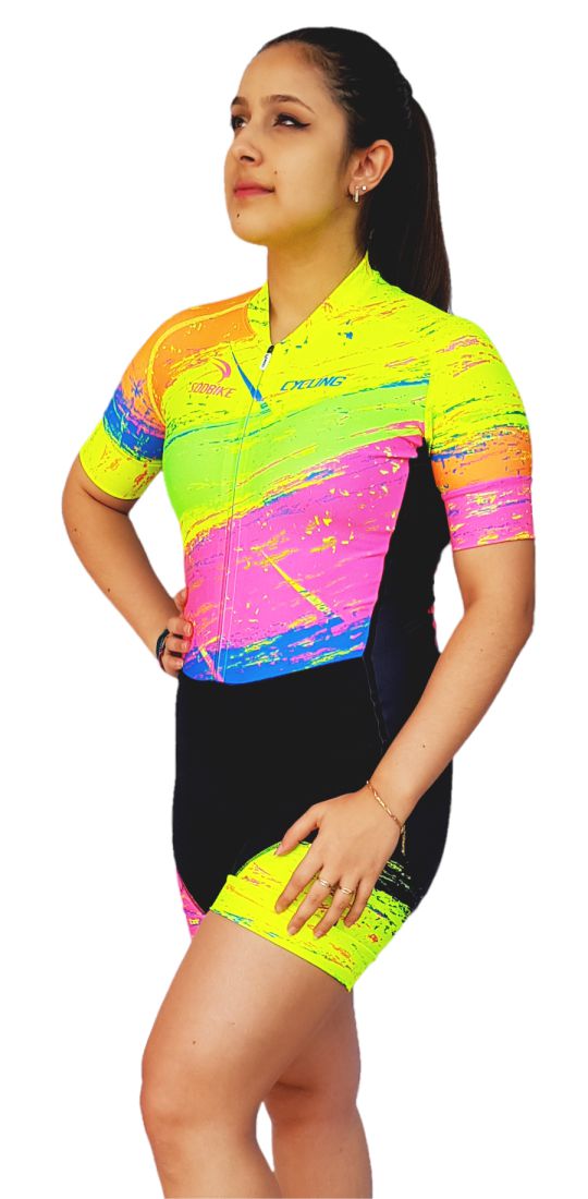 MACAQUINHO CICLISMO FEMININO SÓDBIKE, FORRO GEL E ESPUMA MISTO, FLUOR