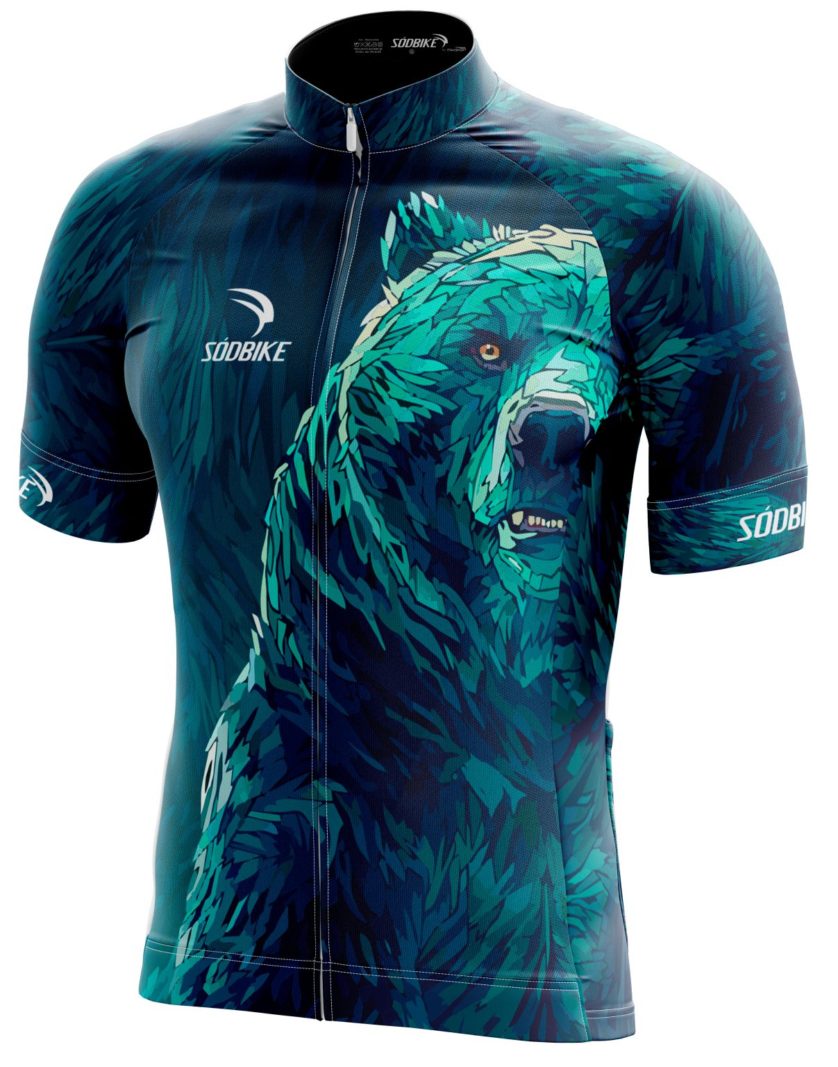CAMISA CICLISMO MASCULINA SÓDBIKE, PROTEÇÃO SOLAR 20, ZIPER FULL, URSO