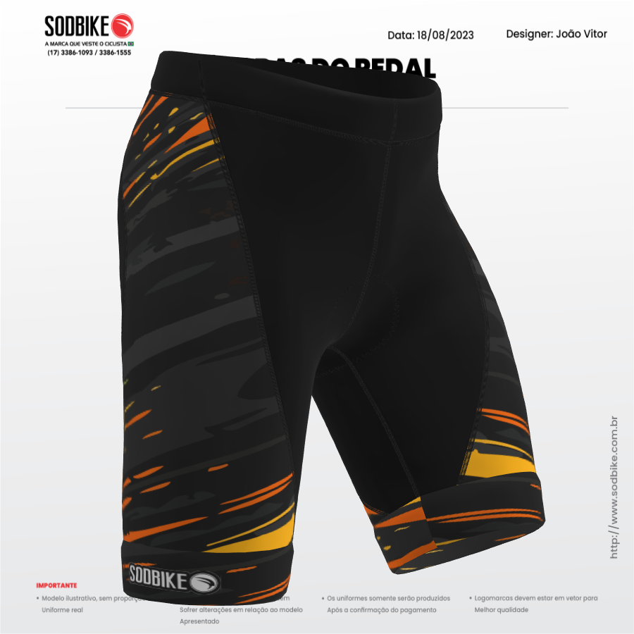 BERMUDA CICLISMO INFANTIL SÓDBIKE, PROTEÇÃO SOLAR 30, FORRO GEL E ESPUMA MISTO, FLUOR