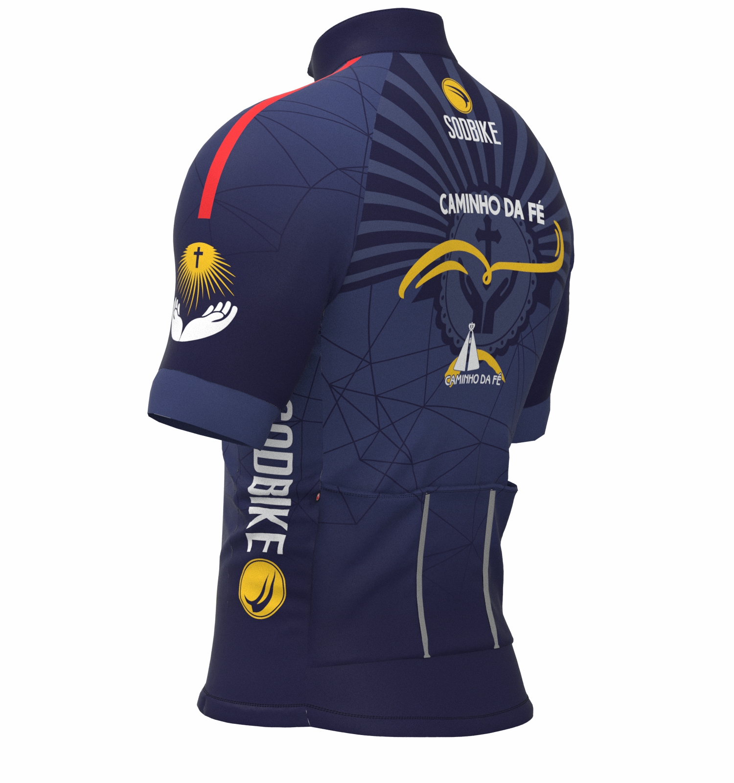 CAMISA CICLISMO MASCULINA SÓDBIKE DRY, PROTEÇÃO SOLAR 20, ZIPER FULL, CAMINHO DA FÉ