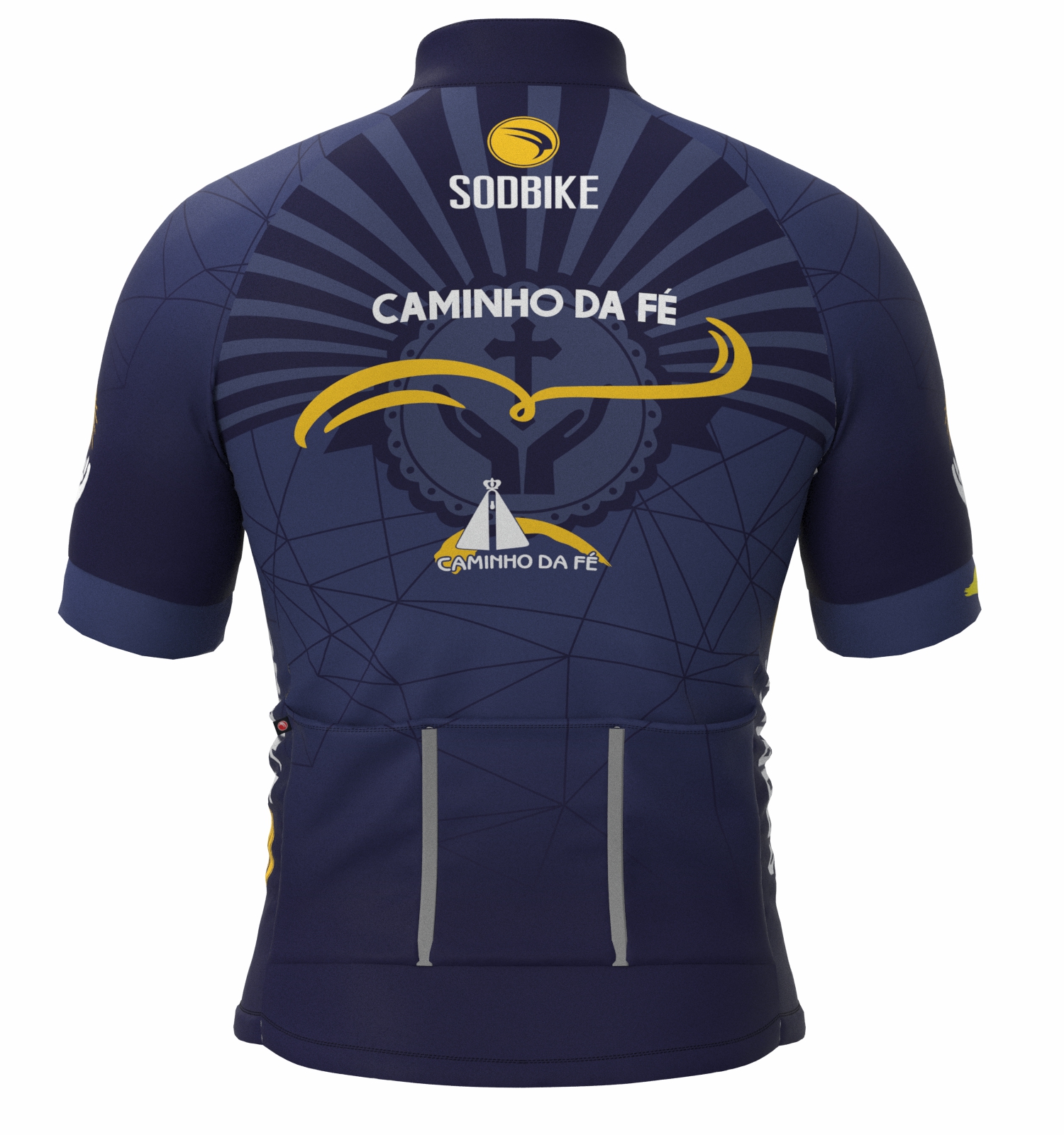 CAMISA CICLISMO MASCULINA SÓDBIKE DRY, PROTEÇÃO SOLAR 20, ZIPER FULL, CAMINHO DA FÉ
