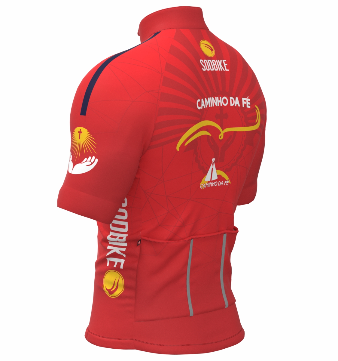CAMISA CICLISMO MASCULINA SÓDBIKE DRY, PROTEÇÃO SOLAR 20, ZIPER FULL, CAMINHO DA FÉ