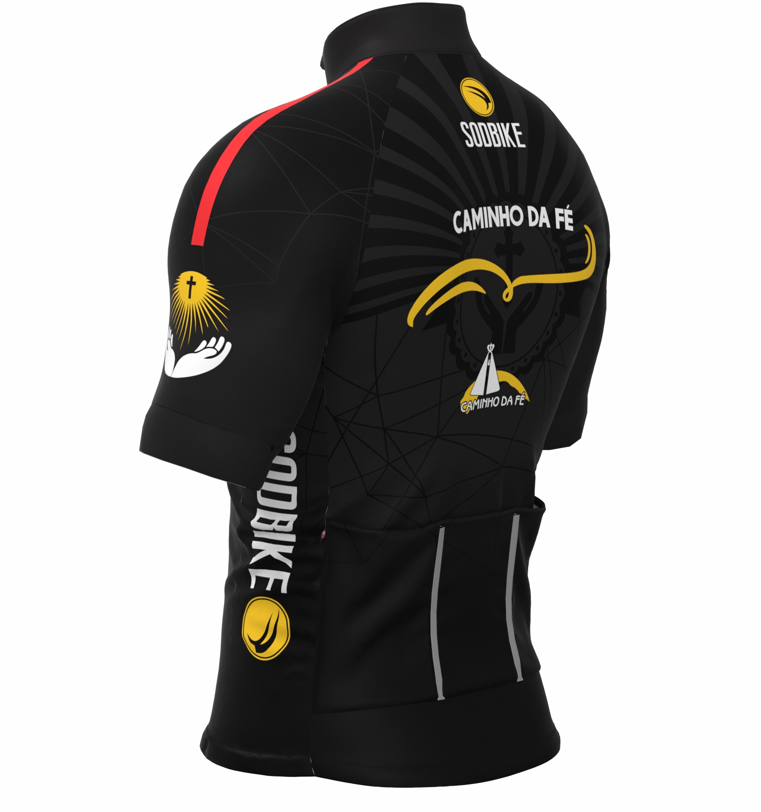 CAMISA CICLISMO MASCULINA SÓDBIKE DRY, PROTEÇÃO SOLAR 20, ZIPER FULL, CAMINHO DA FÉ