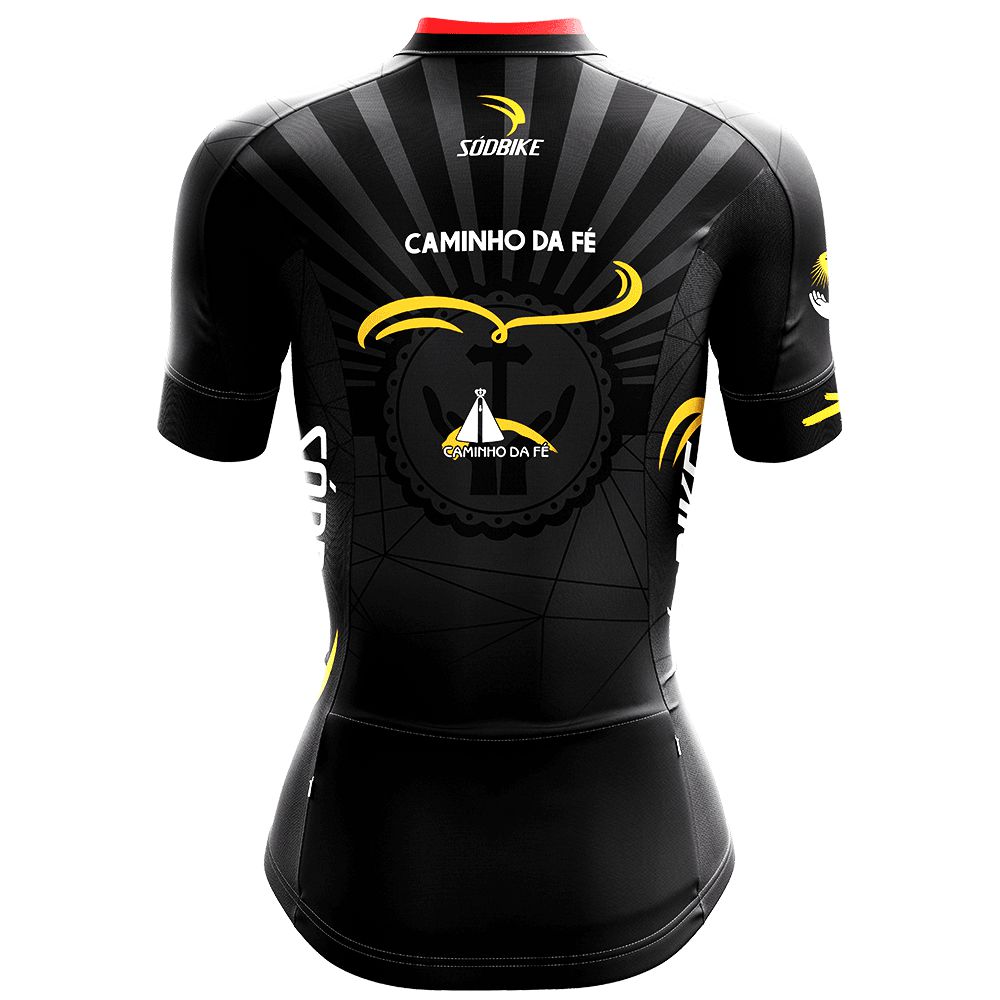 CAMISA CICLISMO FEMININA SÓDBIKE DRY, PROTEÇÃO SOLAR 20, ZIPER FULL, CAMINHO DA FÉ