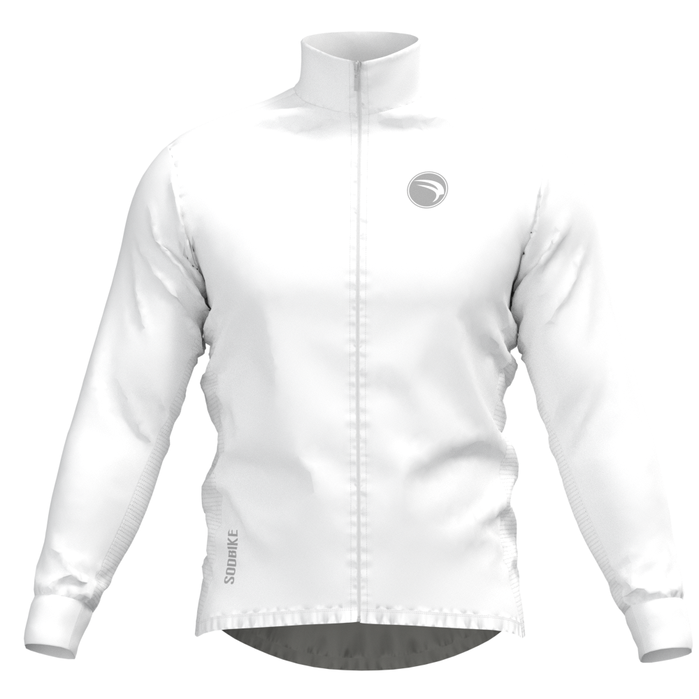 CORTA VENTO CICLISMO MASCULINA SÓDBIKE, 3 BOLSOS, ZIPER FULL, BRANCO