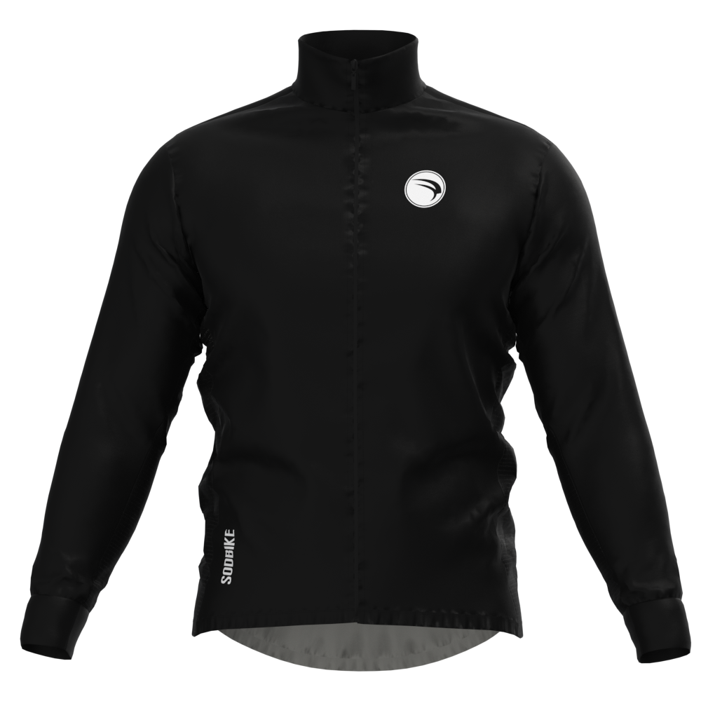 CORTA VENTO CICLISMO MASCULINA SÓDBIKE, 3 BOLSOS, ZIPER FULL, PRETO