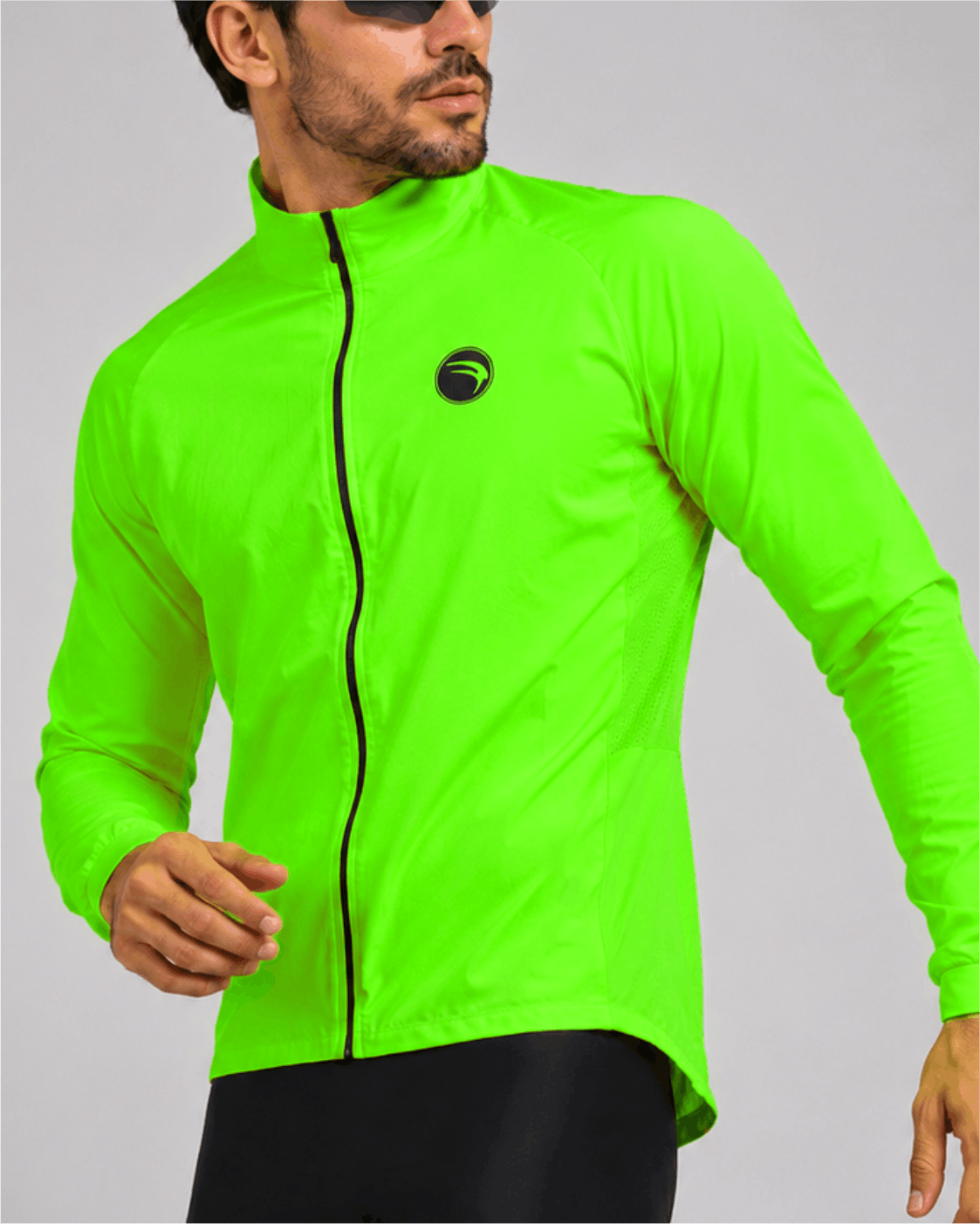 CORTA VENTO CICLISMO MASCULINA SÓDBIKE, 3 BOLSOS, ZIPER FULL, VERDE FLUOR