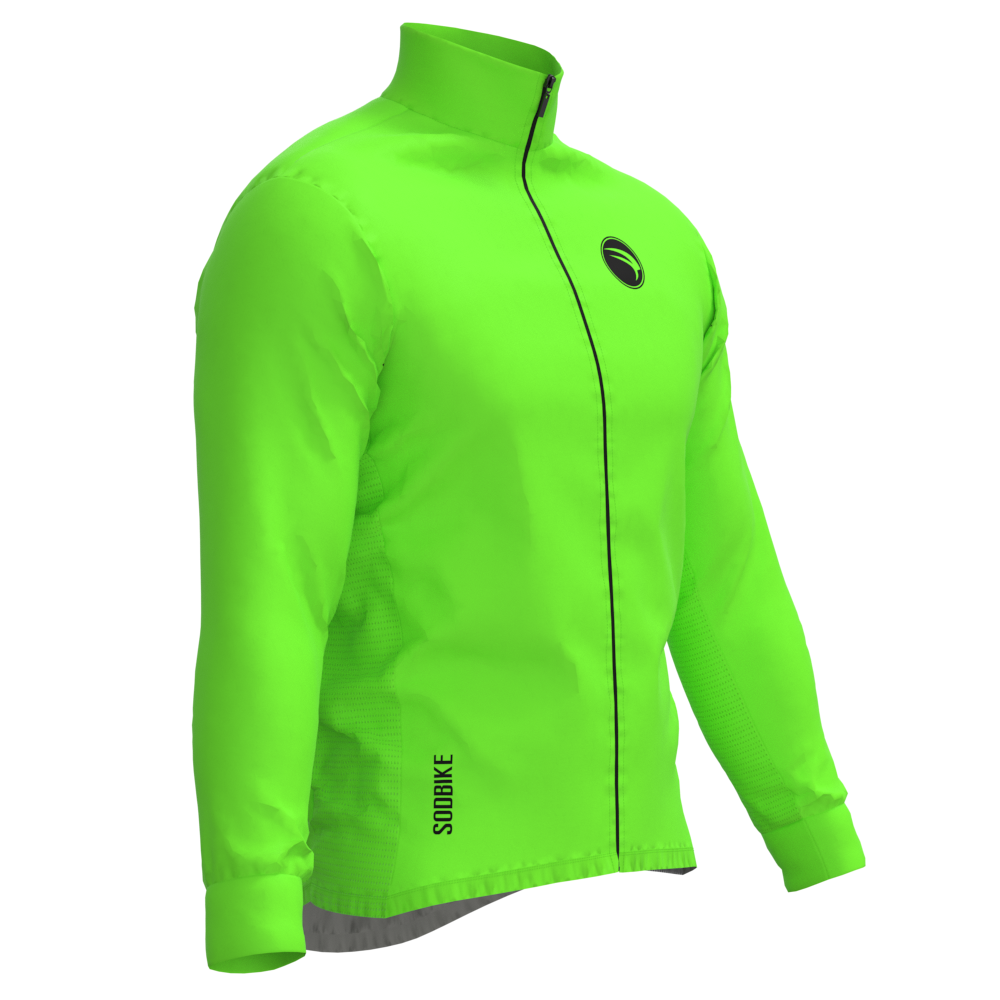 CORTA VENTO CICLISMO FEMININO SÓDBIKE, 3 BOLSOS, ZIPER FULL, VERDE FLUOR