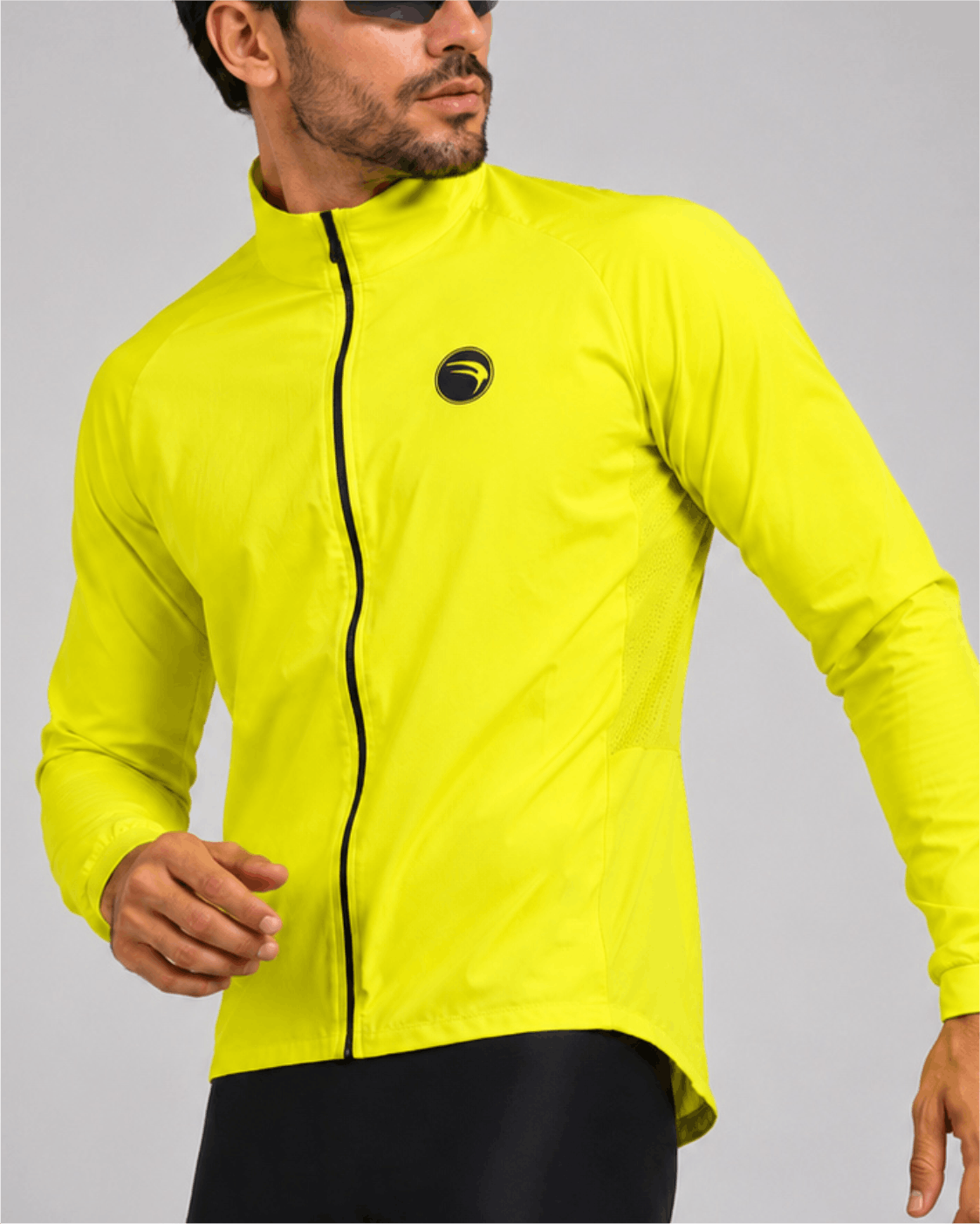 CORTA VENTO CICLISMO MASCULINA SÓDBIKE, 3 BOLSOS, ZIPER FULL, AMARELO FLUOR