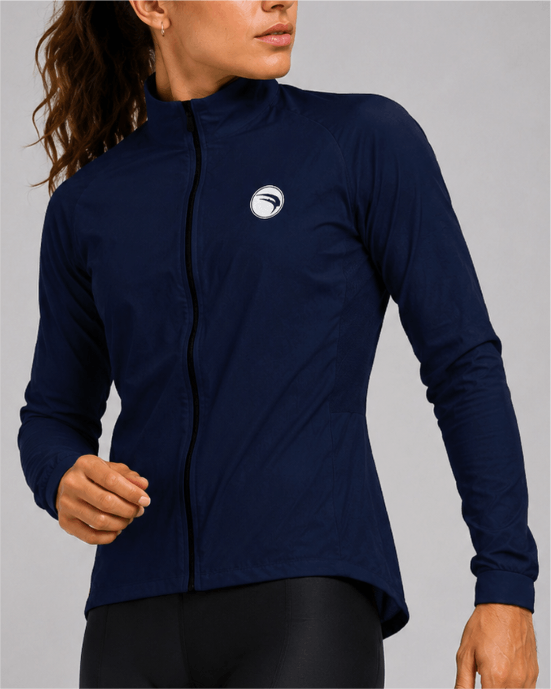 CORTA VENTO CICLISMO FEMININO SÓDBIKE, 3 BOLSOS, ZIPER FULL, AZUL MARINHO