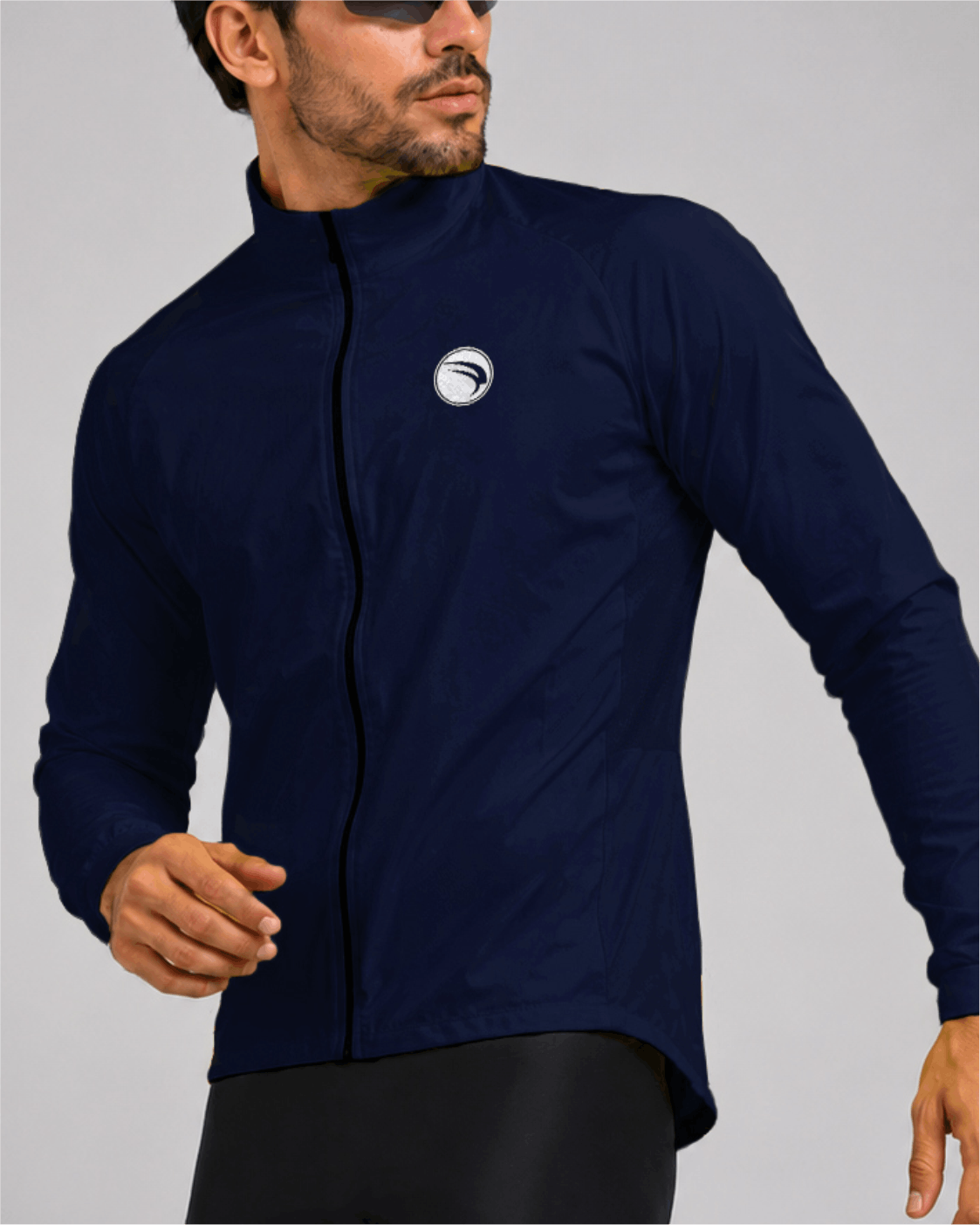 CORTA VENTO CICLISMO MASCULINO SÓDBIKE, 3 BOLSOS, ZIPER FULL, AZUL MARINHO