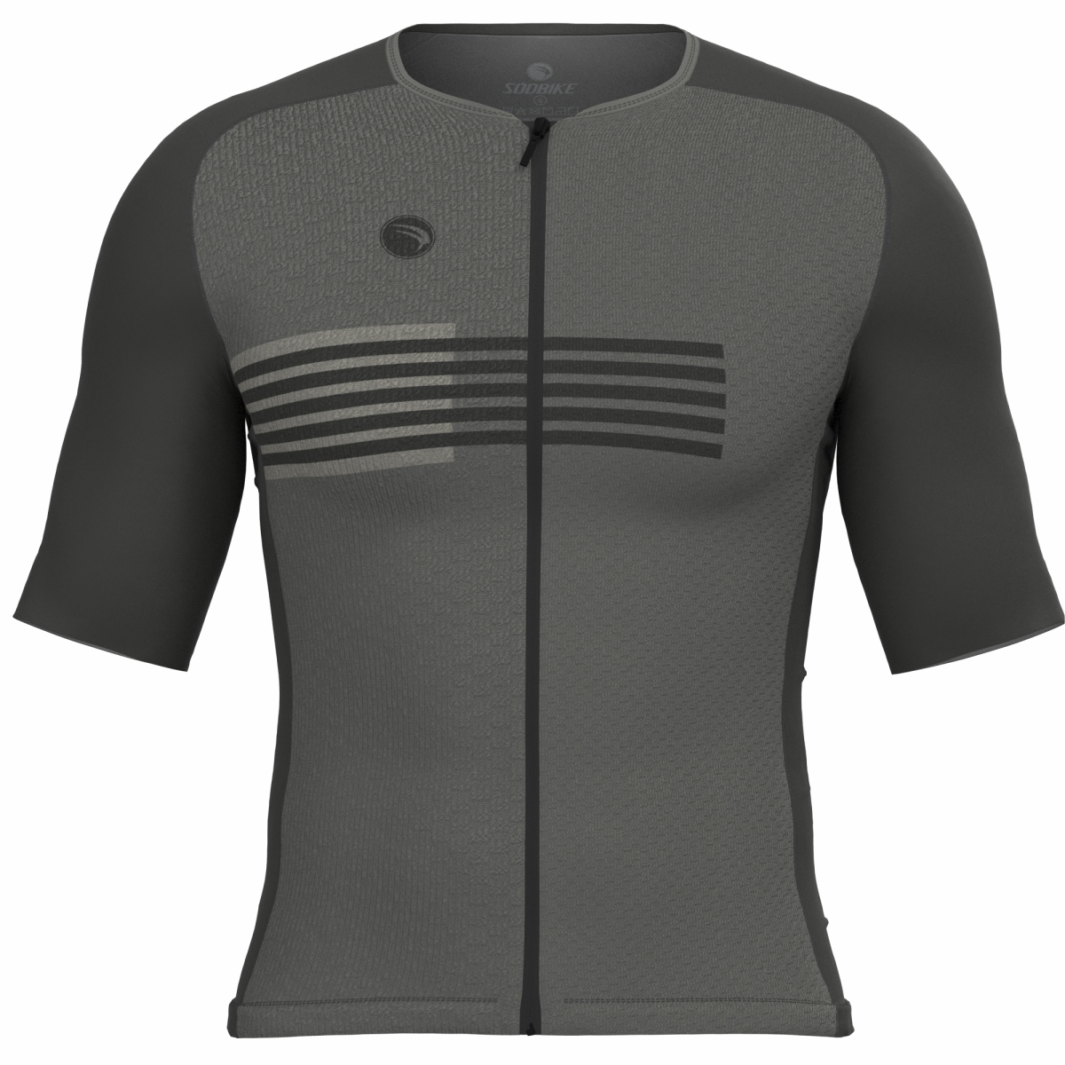 CAMISA CICLISMO UNISSEX PERFORMANCE SÓDBIKE, ZIPER FULL, CORTE LASER, CINZA