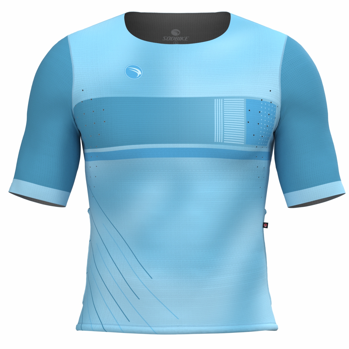 CAMISA CICLISMO UNISSEX BASIC SÓDBIKE, SEM ZIPER, CORTE LASER, CELESTE