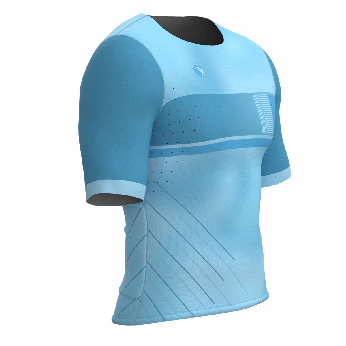 CAMISA CICLISMO UNISSEX BASIC SÓDBIKE, SEM ZIPER, CORTE LASER, CELESTE
