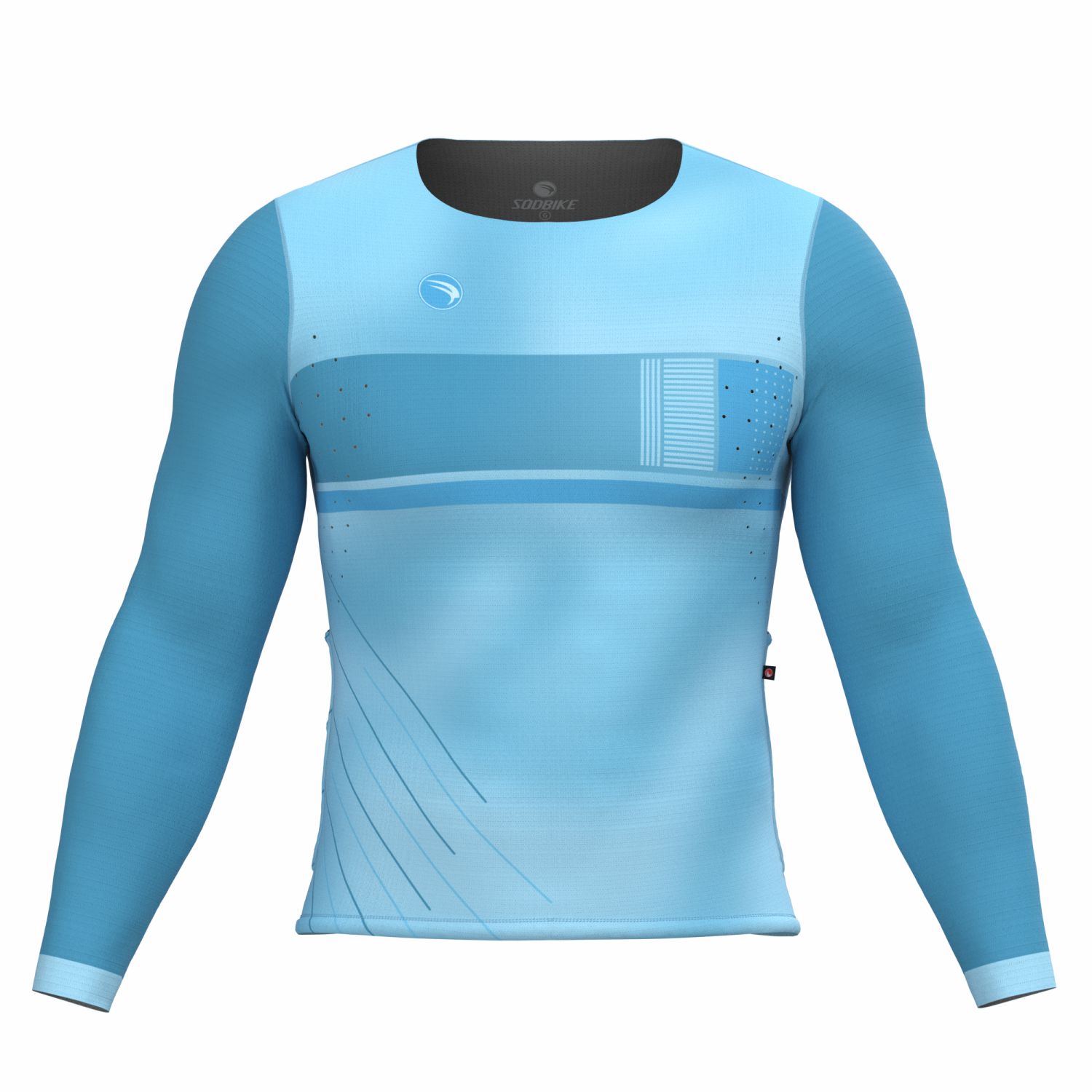 CAMISA CICLISMO UNISSEX BASIC SÓDBIKE, MANGA LONGA, SEM ZIPER, CORTE LASER, CELESTE