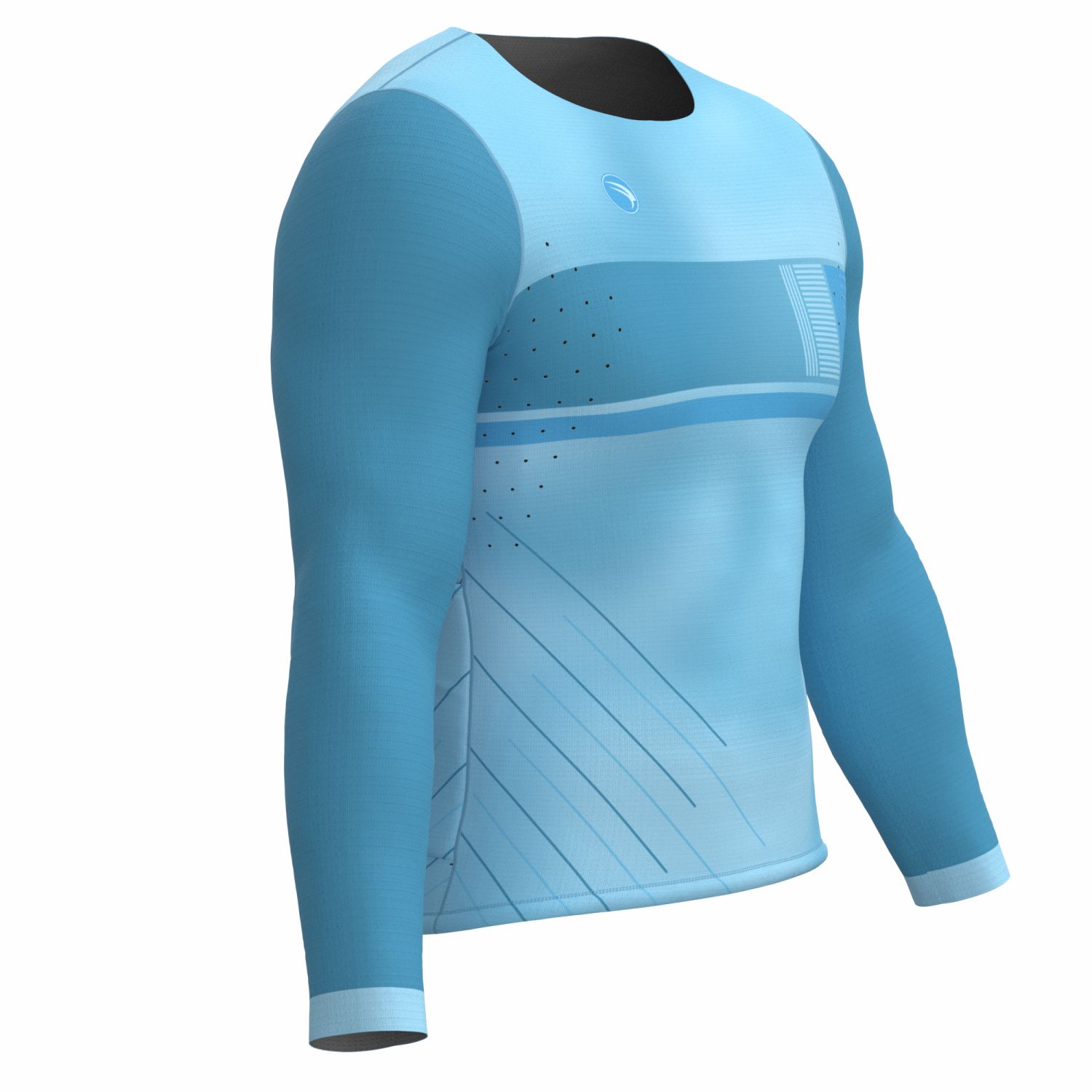 CAMISA CICLISMO UNISSEX BASIC SÓDBIKE, MANGA LONGA, SEM ZIPER, CORTE LASER, CELESTE