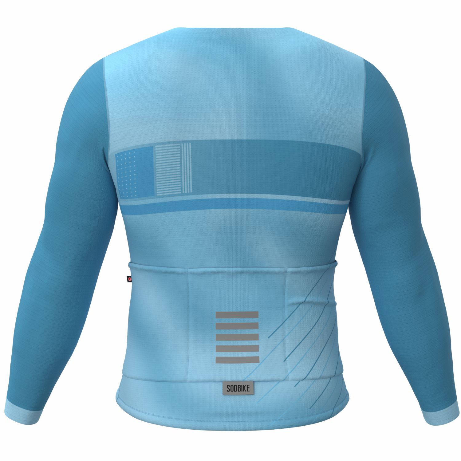 CAMISA CICLISMO UNISSEX BASIC SÓDBIKE, MANGA LONGA, SEM ZIPER, CORTE LASER, CELESTE