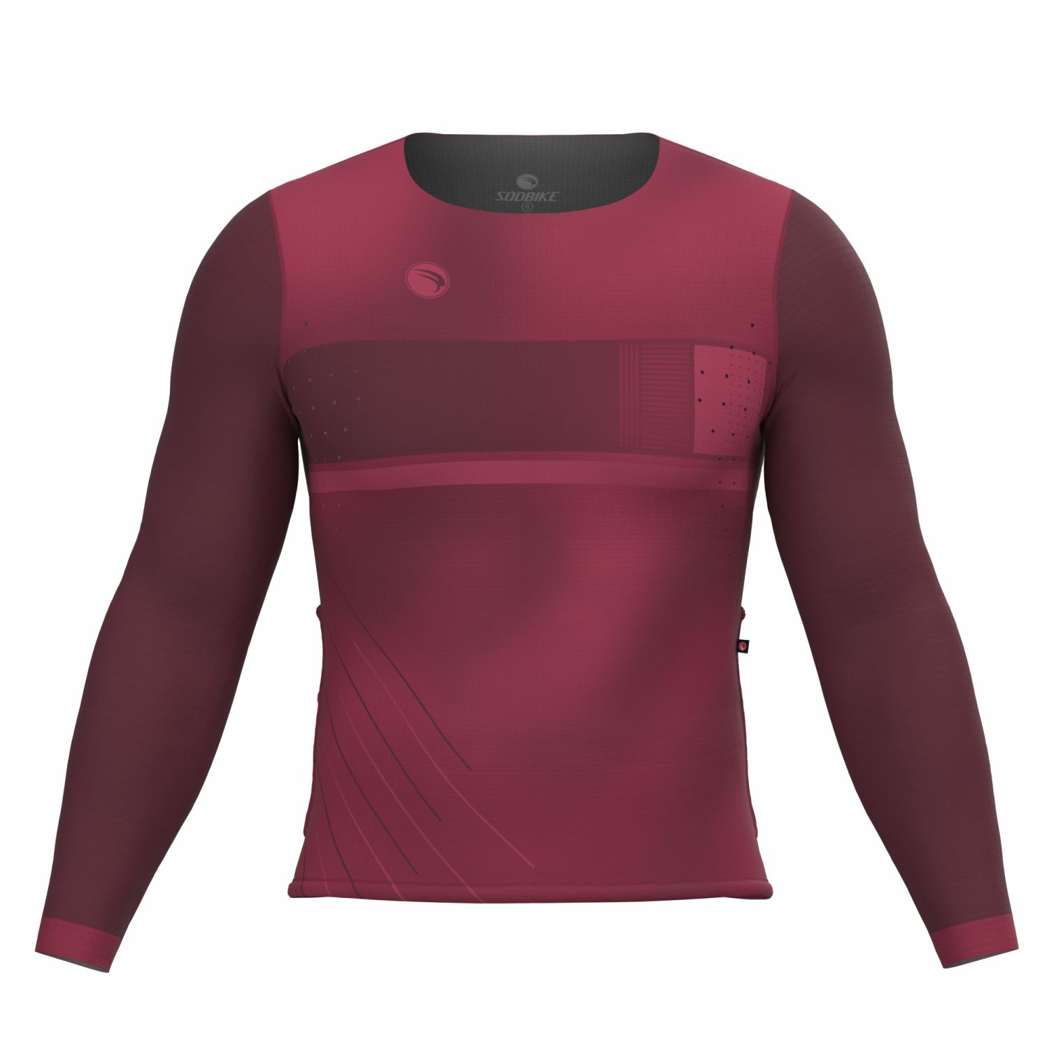 CAMISA CICLISMO UNISSEX BASIC SÓDBIKE, MANGA LONGA, SEM ZIPER, CORTE LASER, VINHO