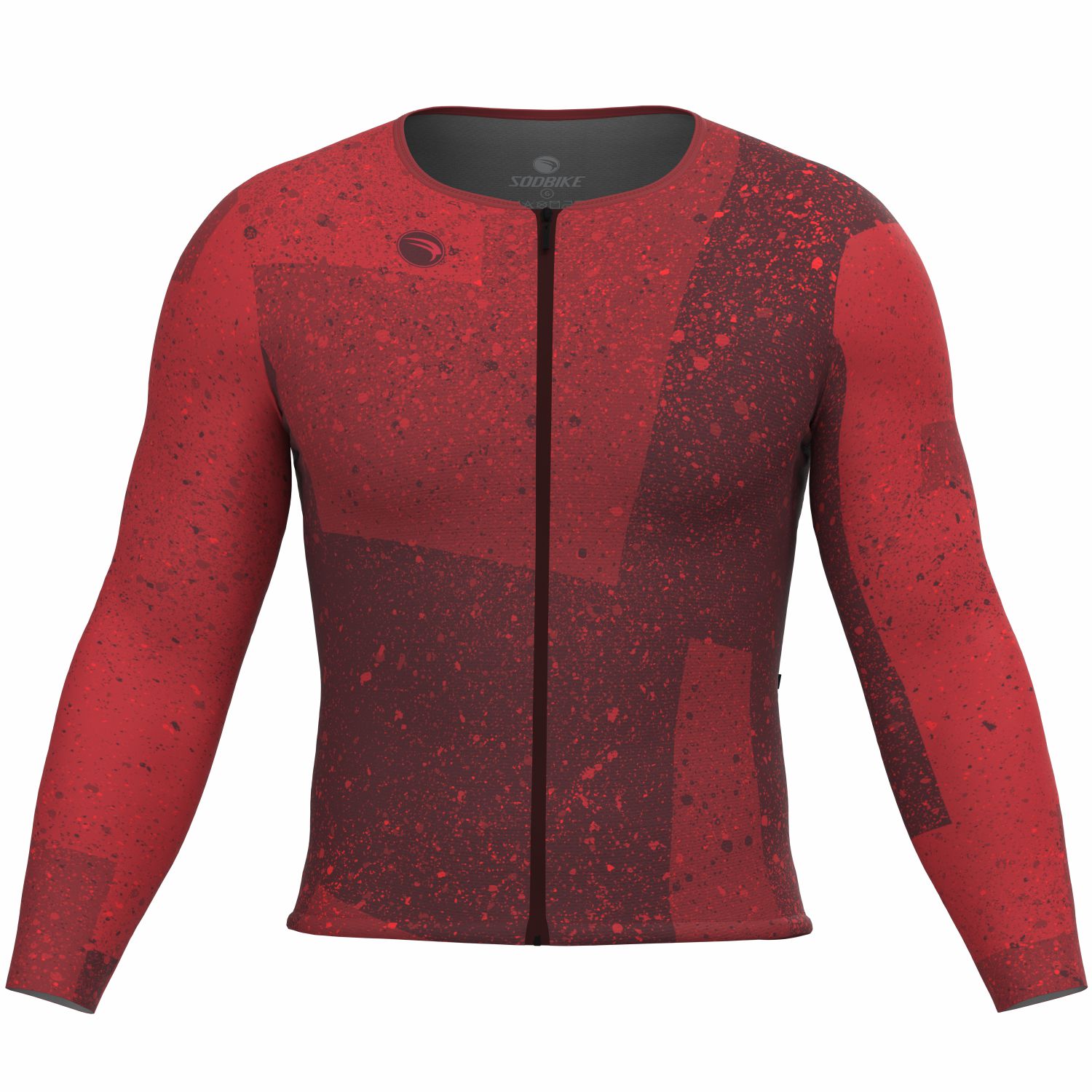 CAMISA CICLISMO UNISSEX SOFT SÓDBIKE, ZIPER FULL, MANGA LONGA, CORTE LASER, VERMELHA