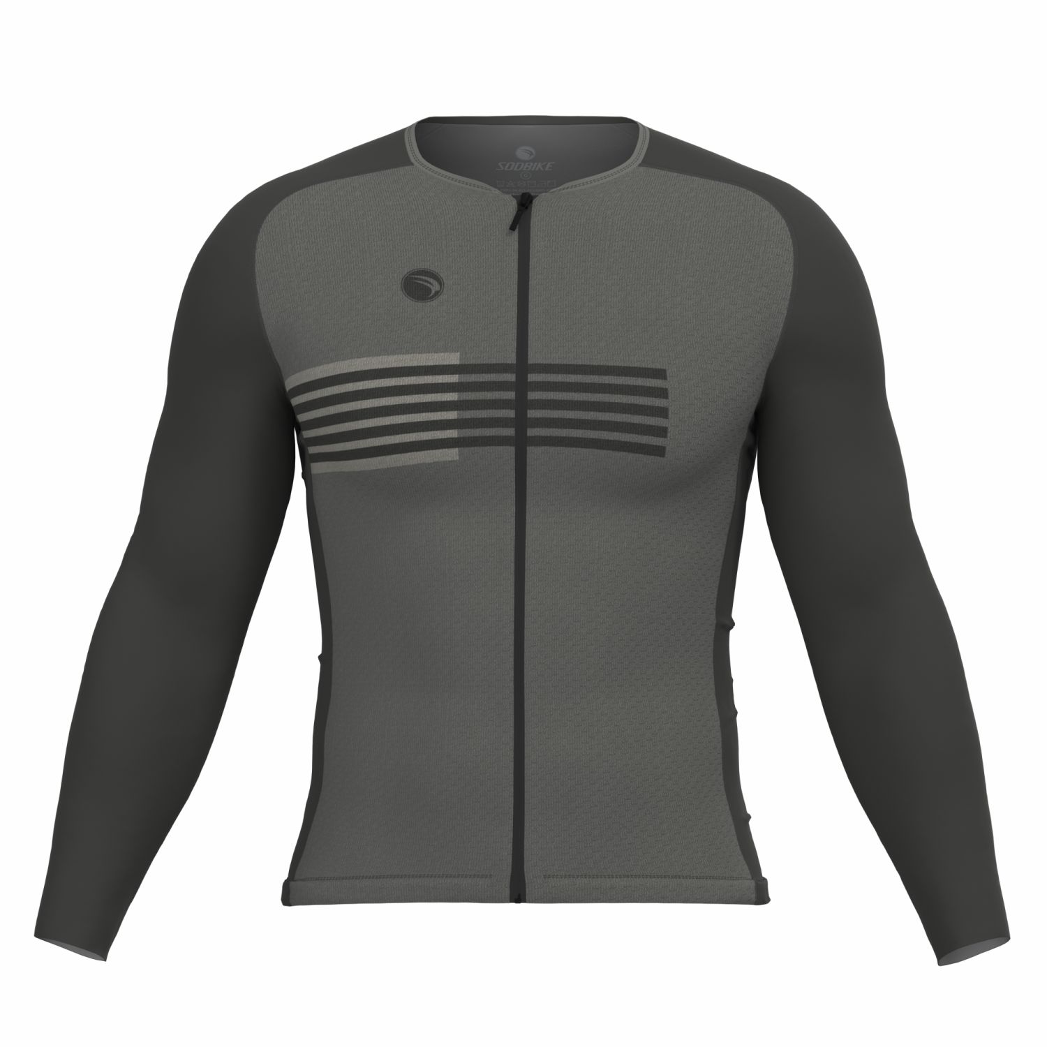 CAMISA CICLISMO UNISSEX PERFORMANCE SÓDBIKE, MANGA LONGA, ZIPER FULL, CORTE LASER, CINZA