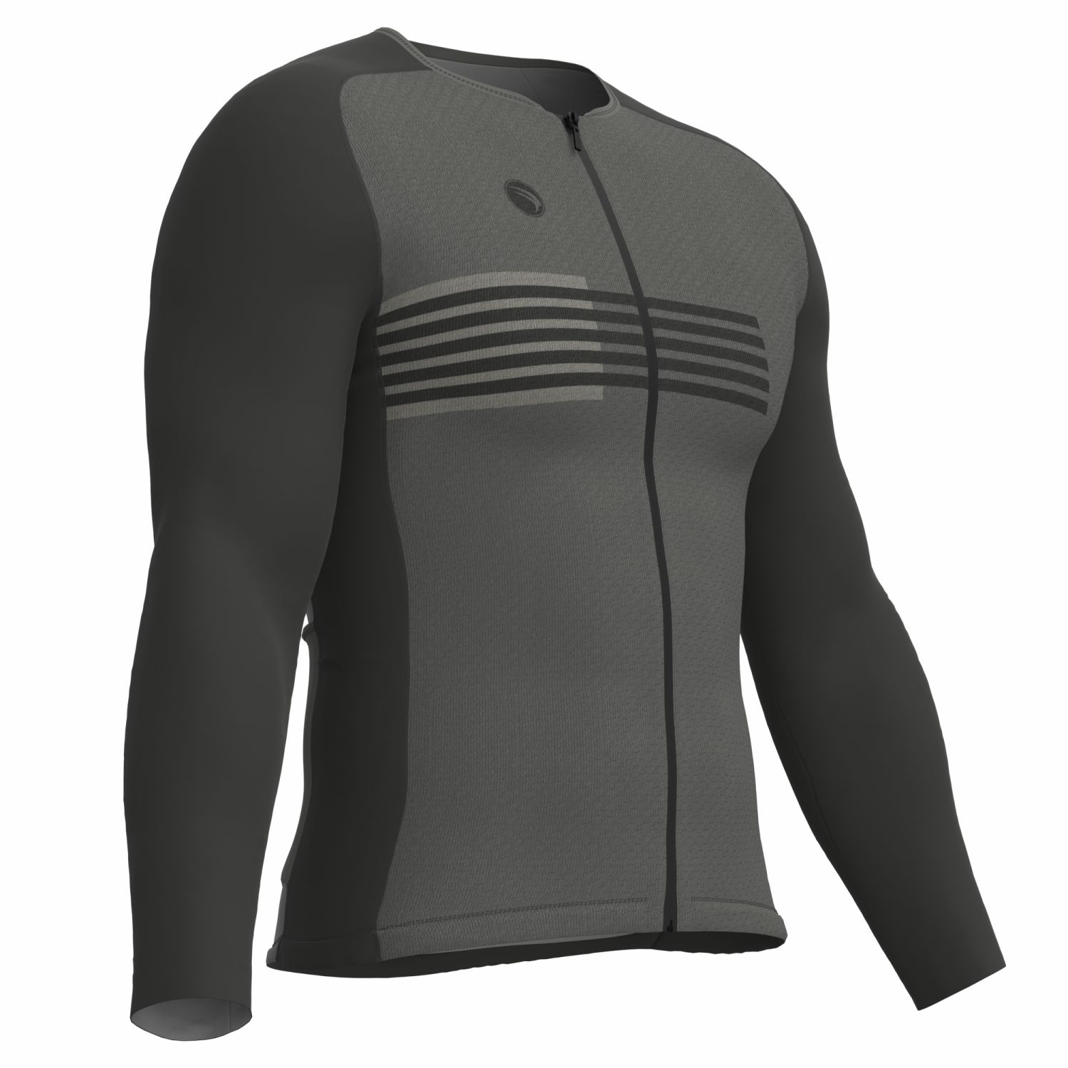 CAMISA CICLISMO UNISSEX PERFORMANCE SÓDBIKE, MANGA LONGA, ZIPER FULL, CORTE LASER, CINZA