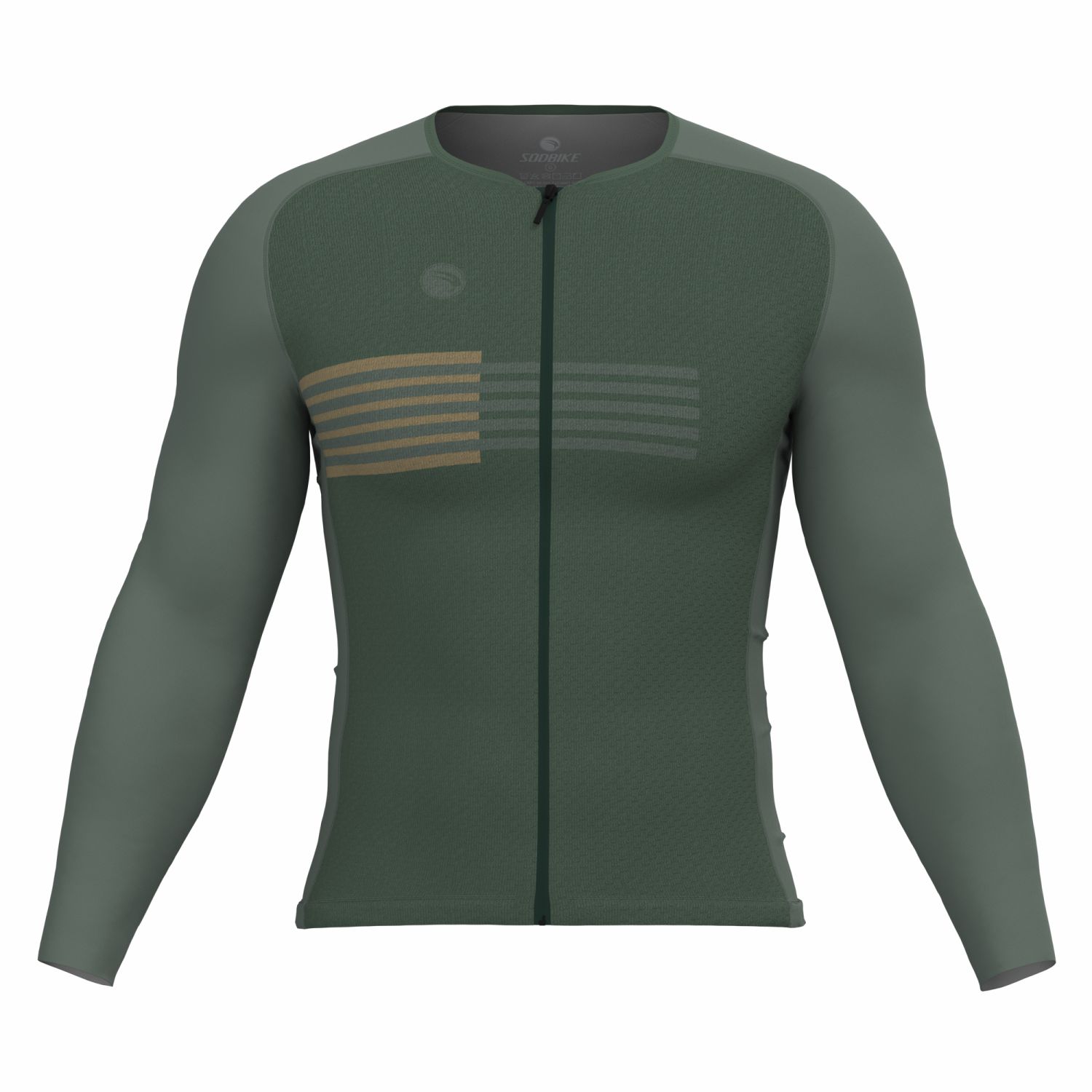 CAMISA CICLISMO UNISSEX PERFORMANCE SÓDBIKE, MANGA LONGA, ZIPER FULL, CORTE LASER, VERDE