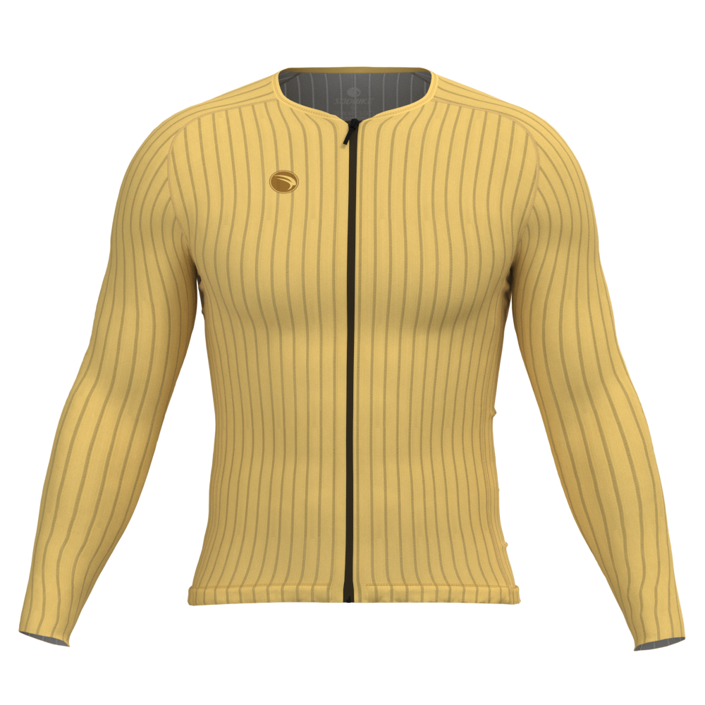 CAMISA CICLISMO UNISSEX MAX SÓDBIKE, ZIPER FULL, MANGA LONGA, CORTE LASER, AMARELO