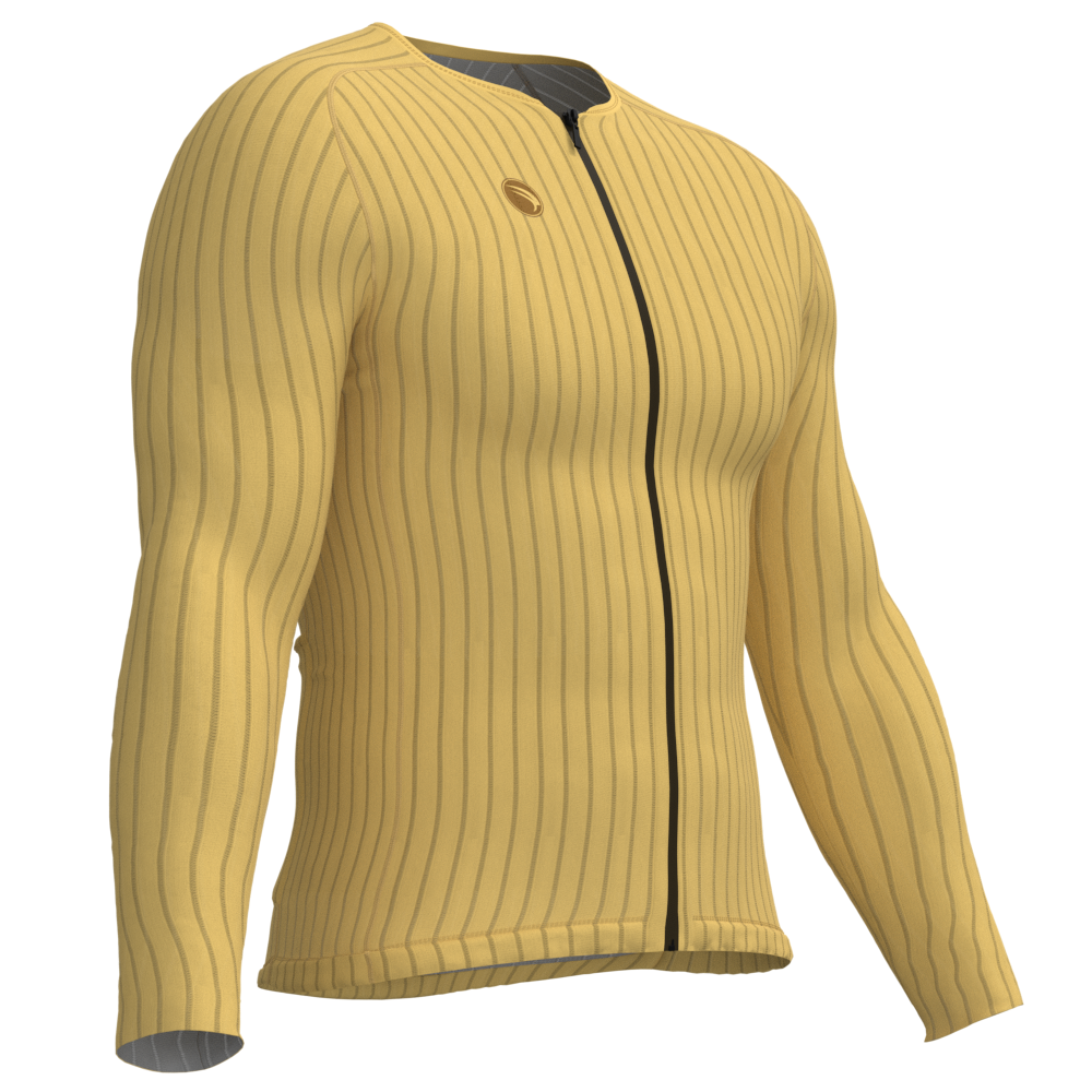 CAMISA CICLISMO UNISSEX MAX SÓDBIKE, ZIPER FULL, MANGA LONGA, CORTE LASER, AMARELO