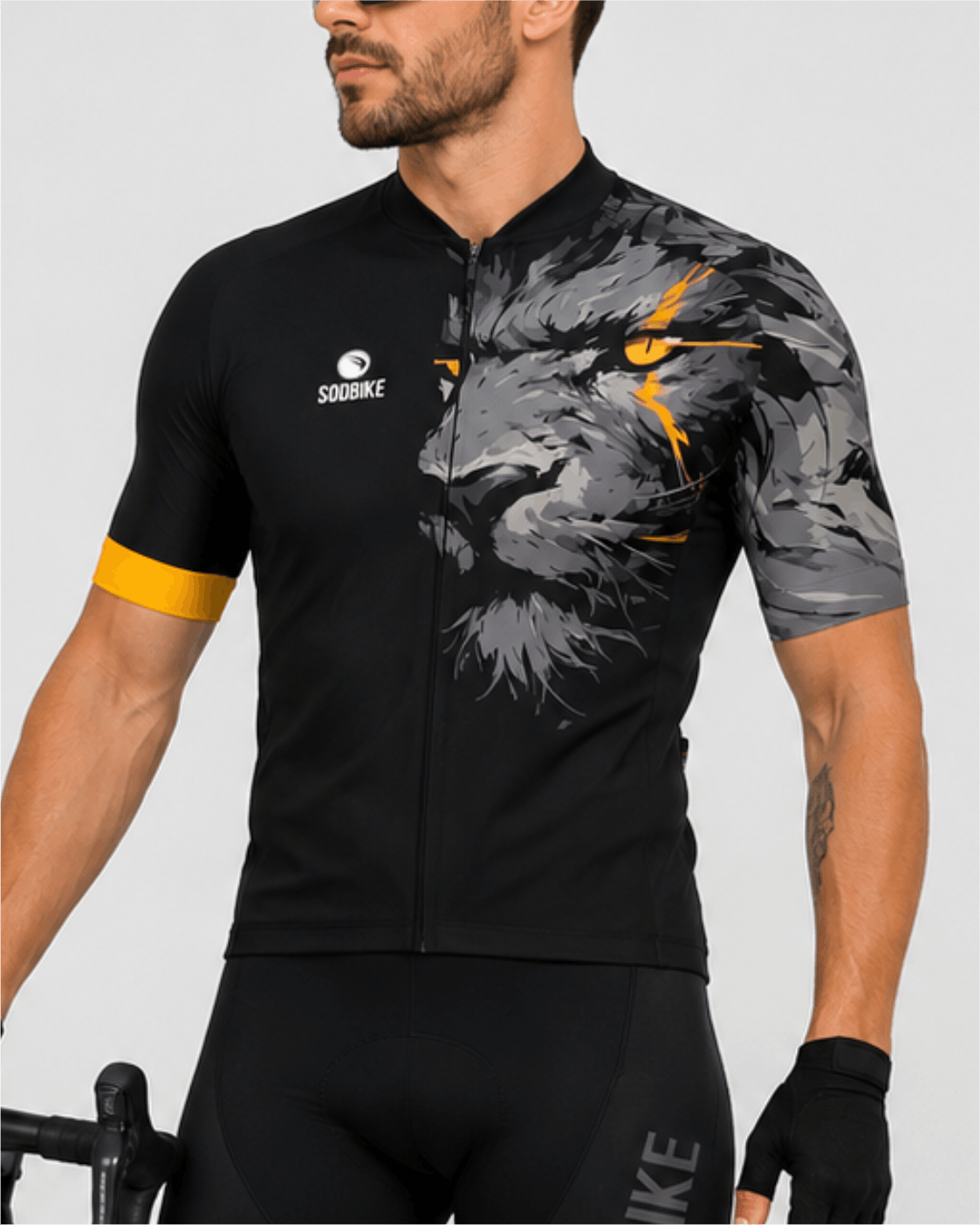 CAMISA CICLISMO MASCULINA SÓDBIKE, PROTEÇÃO SOLAR 20, ZIPER FULL, LEÃO