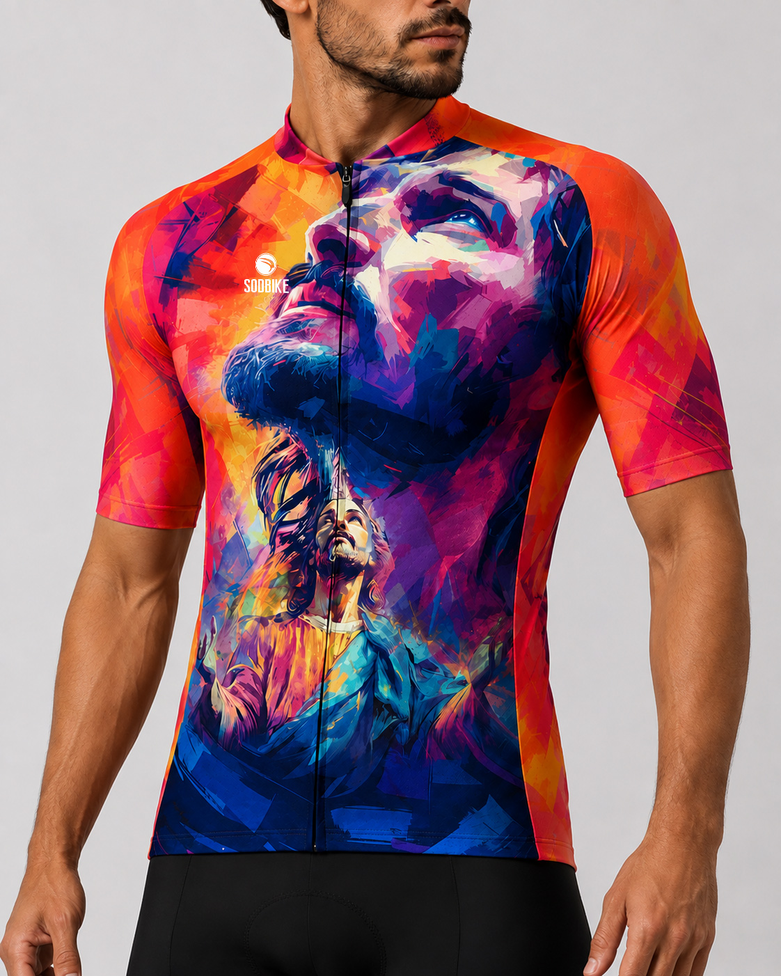 CAMISA CICLISMO MASCULINA SÓDBIKE, PROTEÇÃO SOLAR 20, ZIPER FULL, JESUS