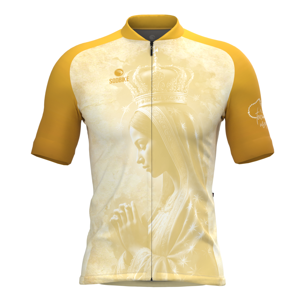 CAMISA CICLISMO MASCULINA SÓDBIKE, PROTEÇÃO SOLAR 20, ZIPER FULL, NOSSA SENHORA