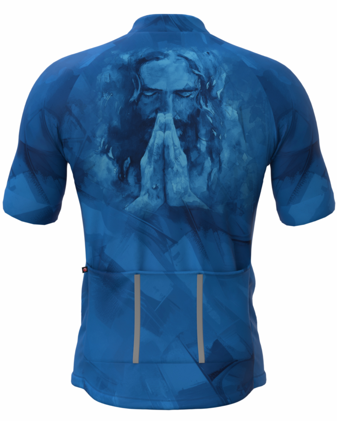 CAMISA CICLISMO MASCULINA SÓDBIKE, PROTEÇÃO SOLAR 20, ZIPER FULL, JESUS AZUL