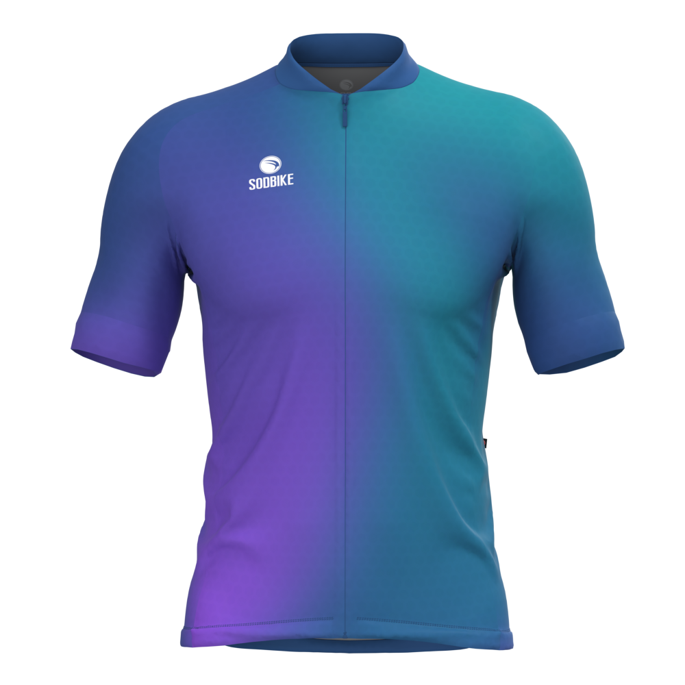 CAMISA CICLISMO MASCULINA SÓDBIKE, PROTEÇÃO SOLAR 20, ZIPER FULL, DEGRADE